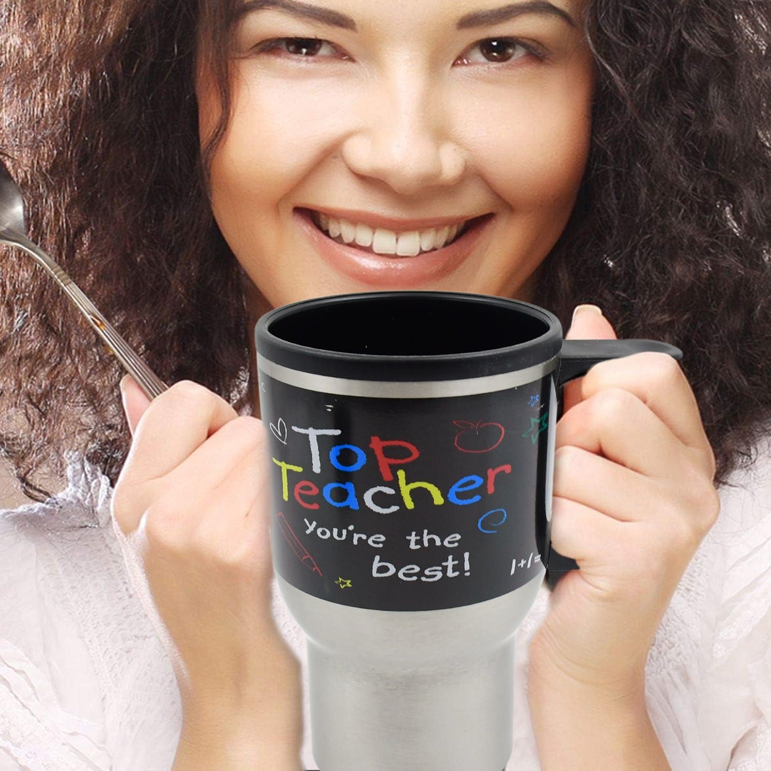 Stainless Steel Insulated Travel Mug - Double-Walled Vacuum Cup Lid & Handle, Tumbler