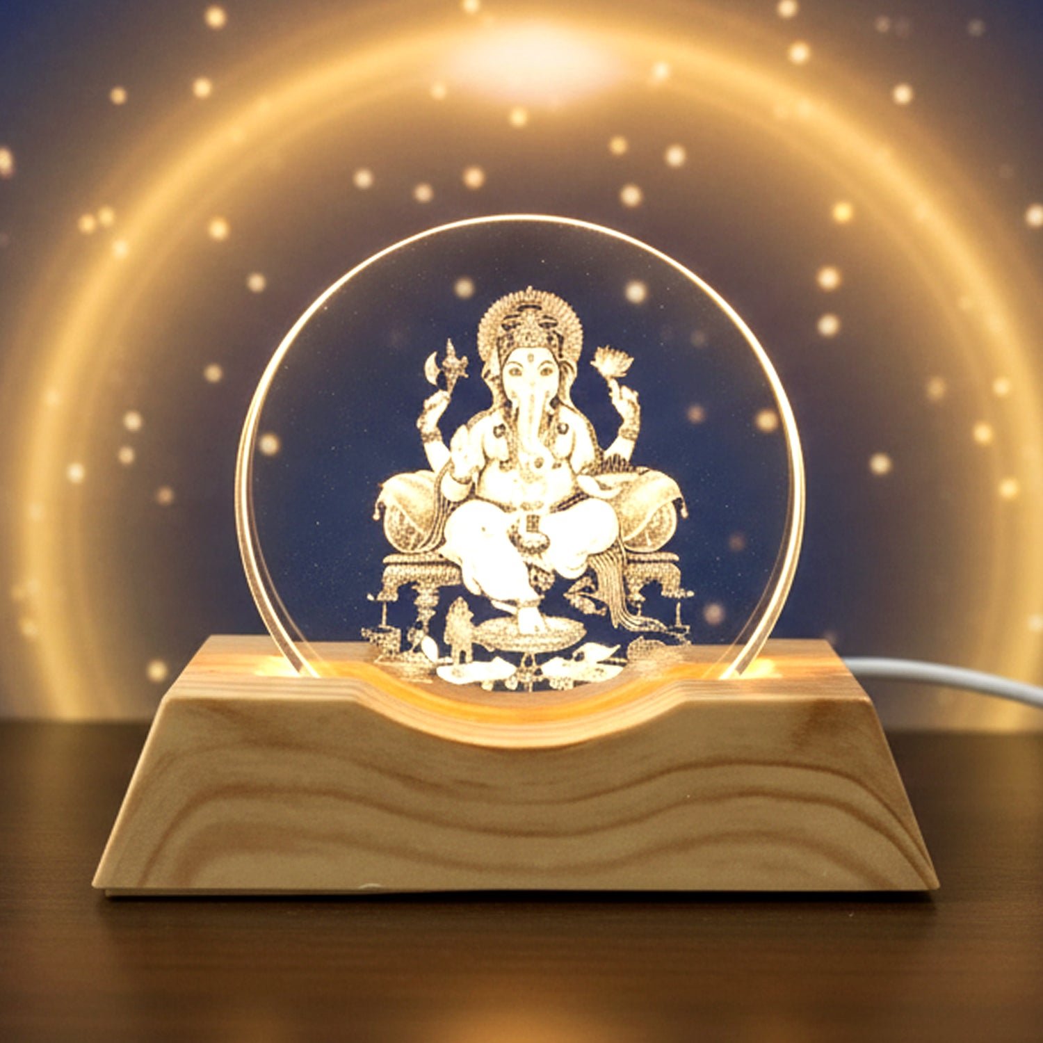 3D Lord Ganesha Acrylic LED Night Lamp (1 Pc)
