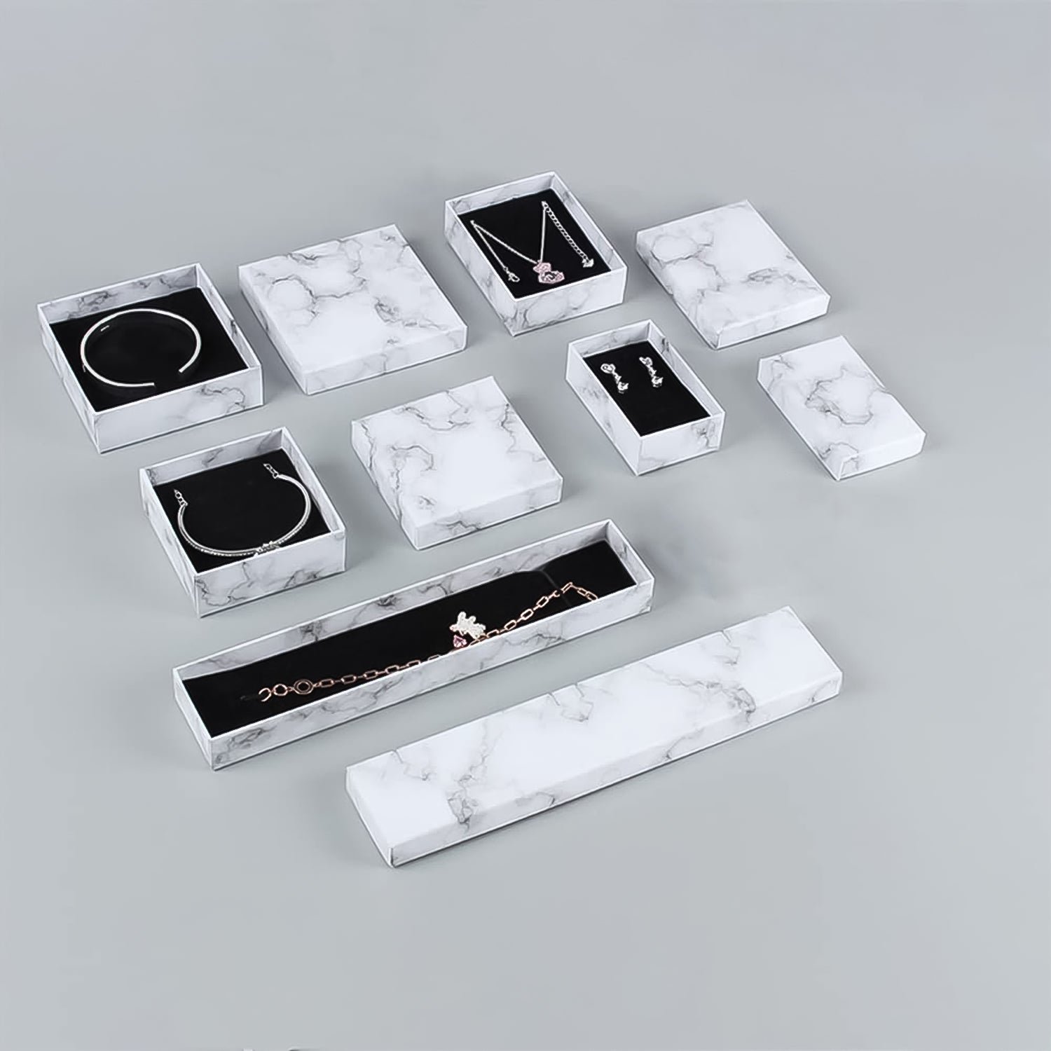 Cardboard Jewelry Boxes Gift Case Small Paper Jewelry Gift (7 Pcs Set / Mix Size)