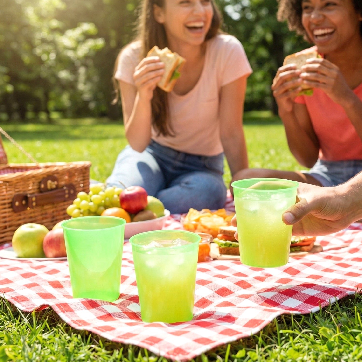 Reusable Plastic Drinking Tumblers - 4-Piece Transparent Water Cup Set