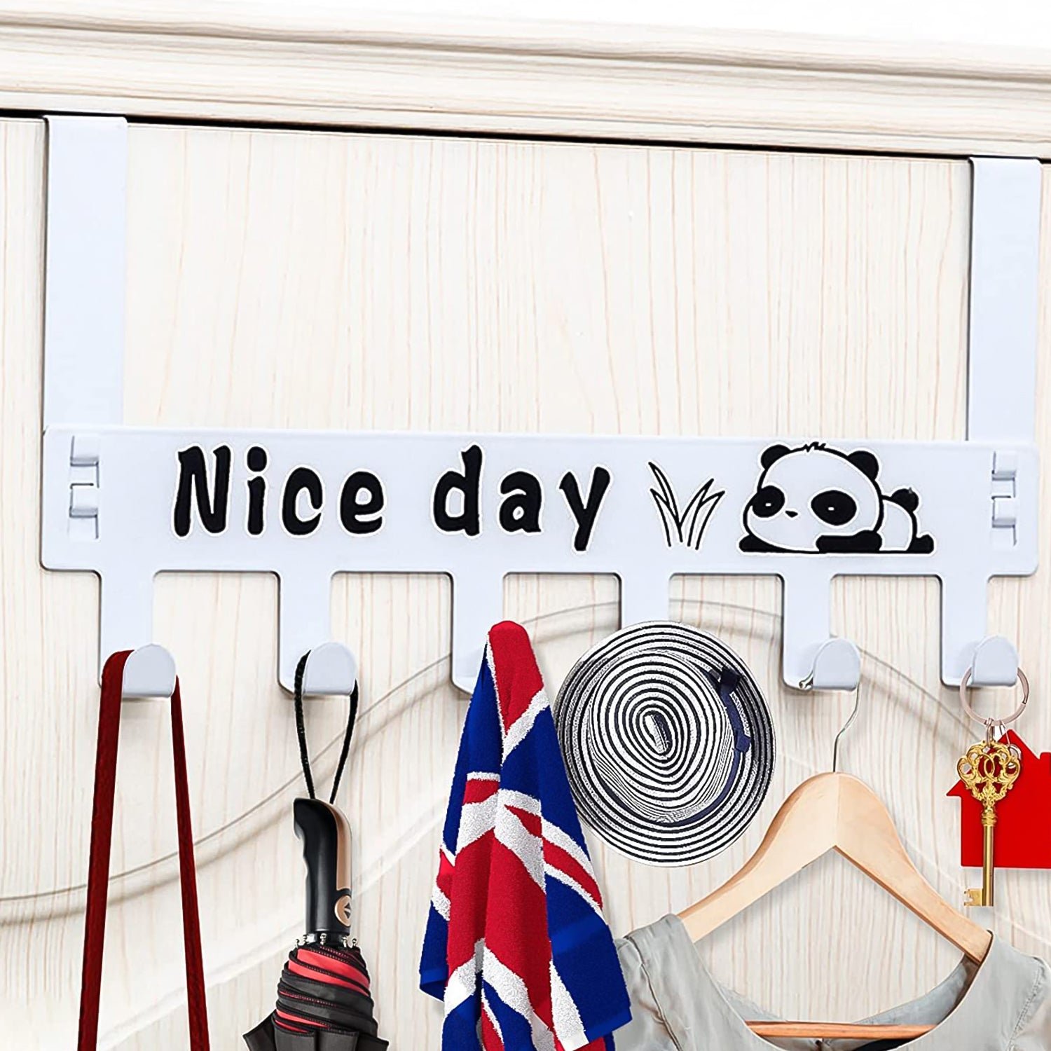 Heavy-Duty Carbon Steel Door Hook Hanger Rack (2 pc / 6 Hook / White)