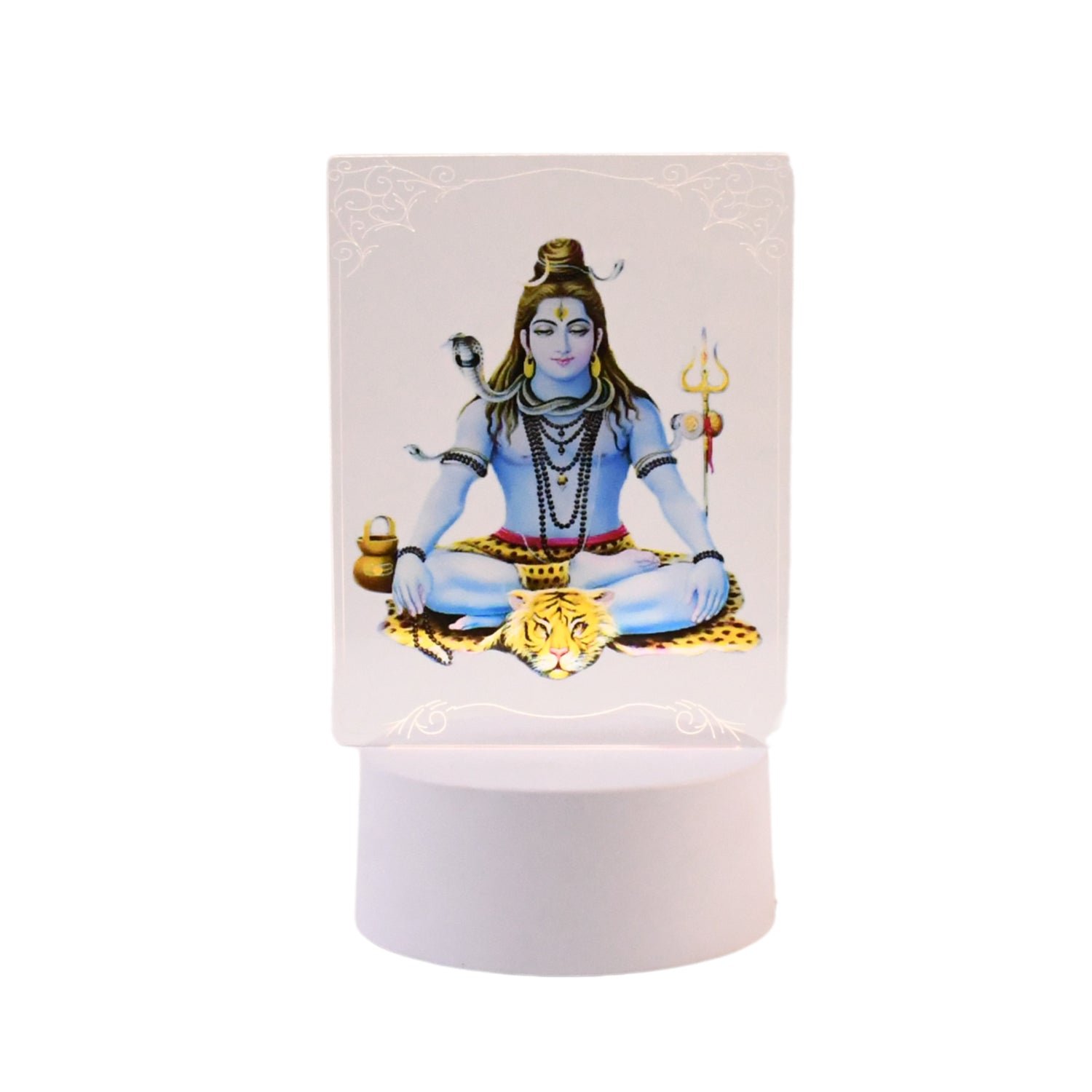 Beautiful 3D Lord Shiva Frame with Soft White Light (1 Pc)