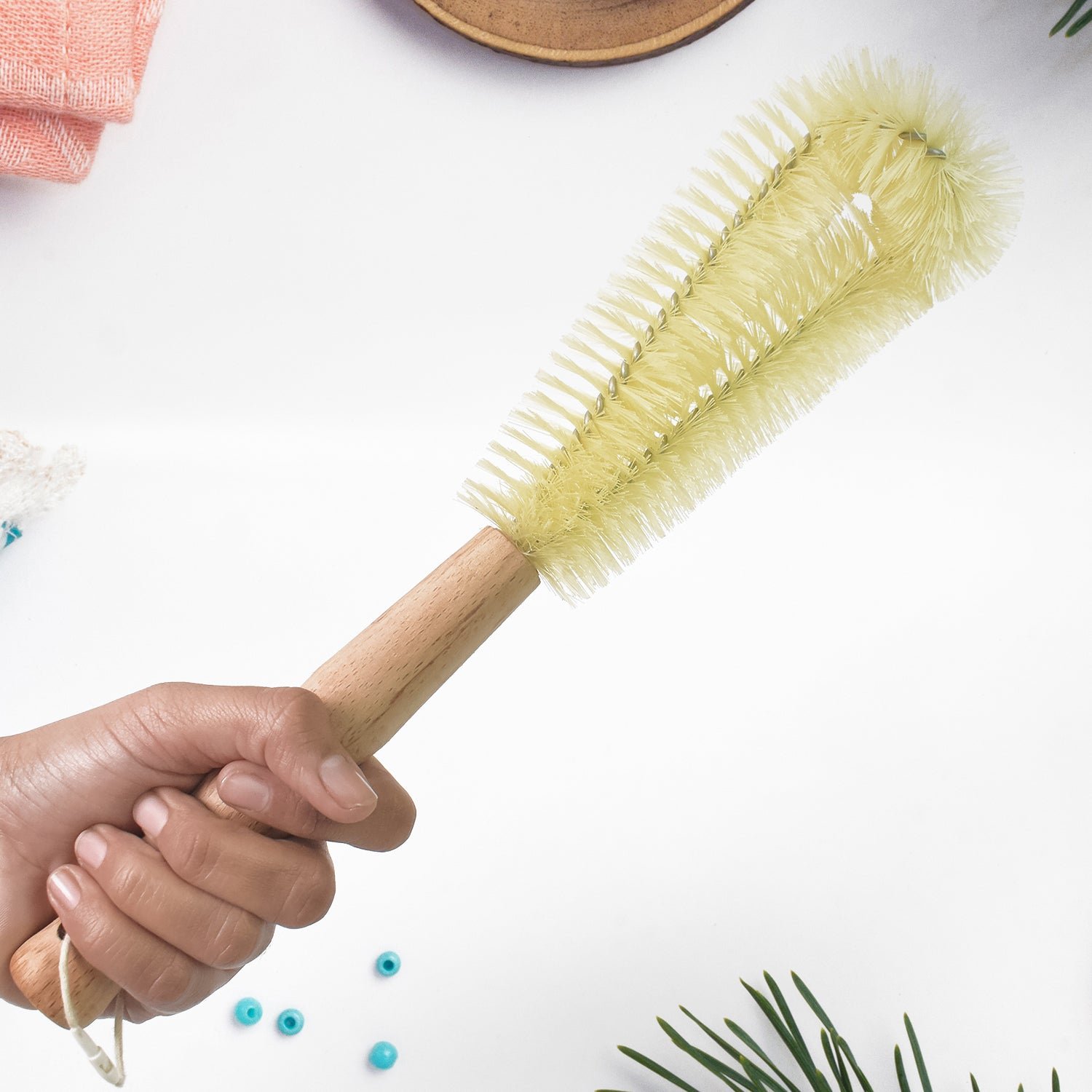 13 inch Bottle Brush, Bristle Brush with Wood Handle