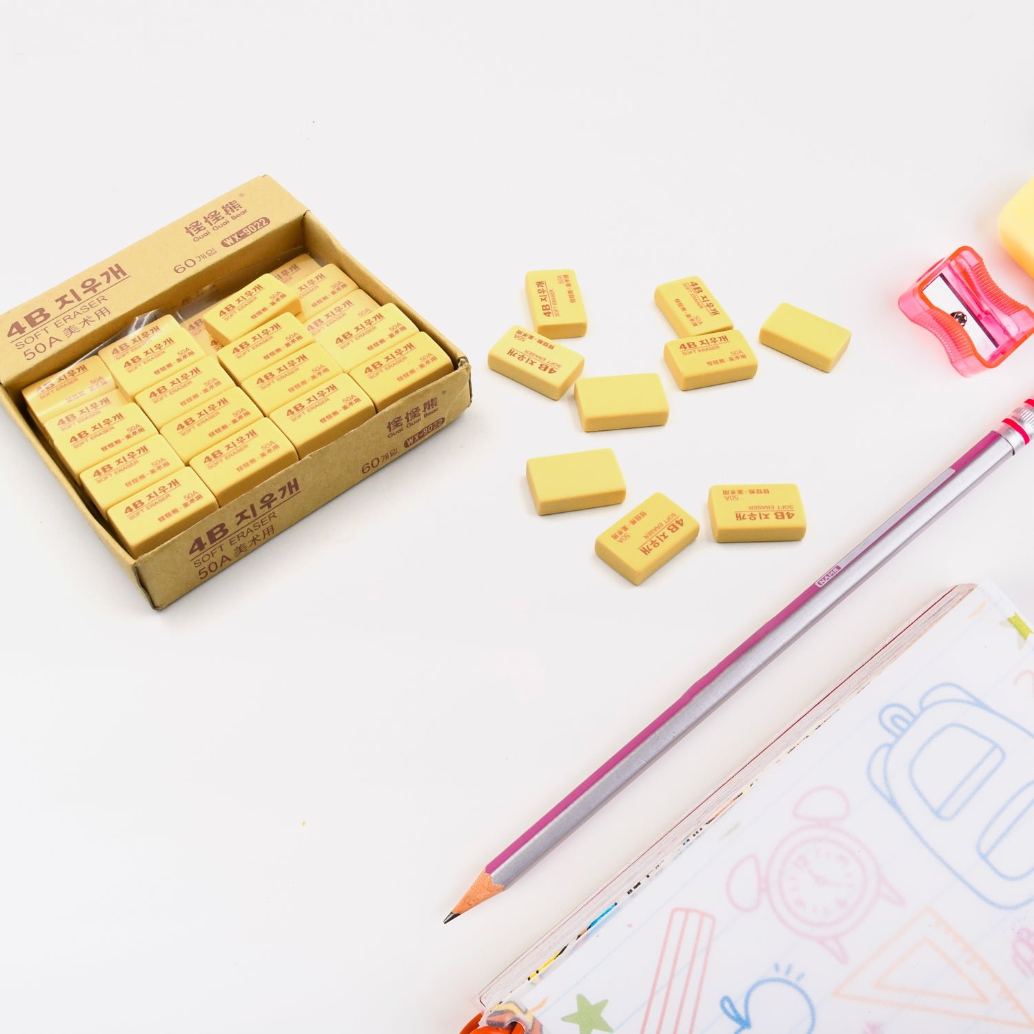 Pencil Eraser Professional 4B Drawing Eraser Art Soft Eraser for (60 Pc Pack)