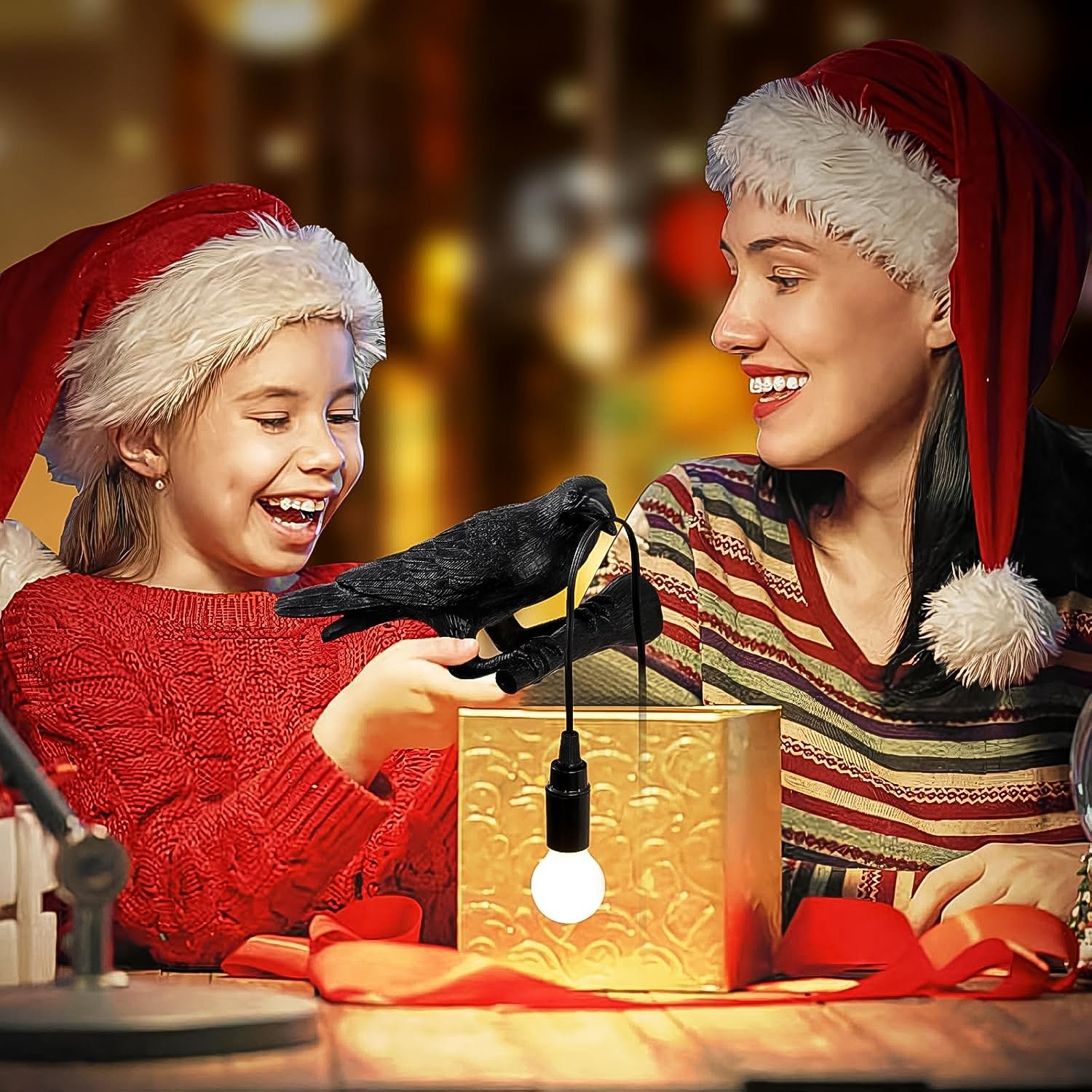 Crow Birds Table Lamps with Vintage Edison Bulb, Bird lamp (1 Set)