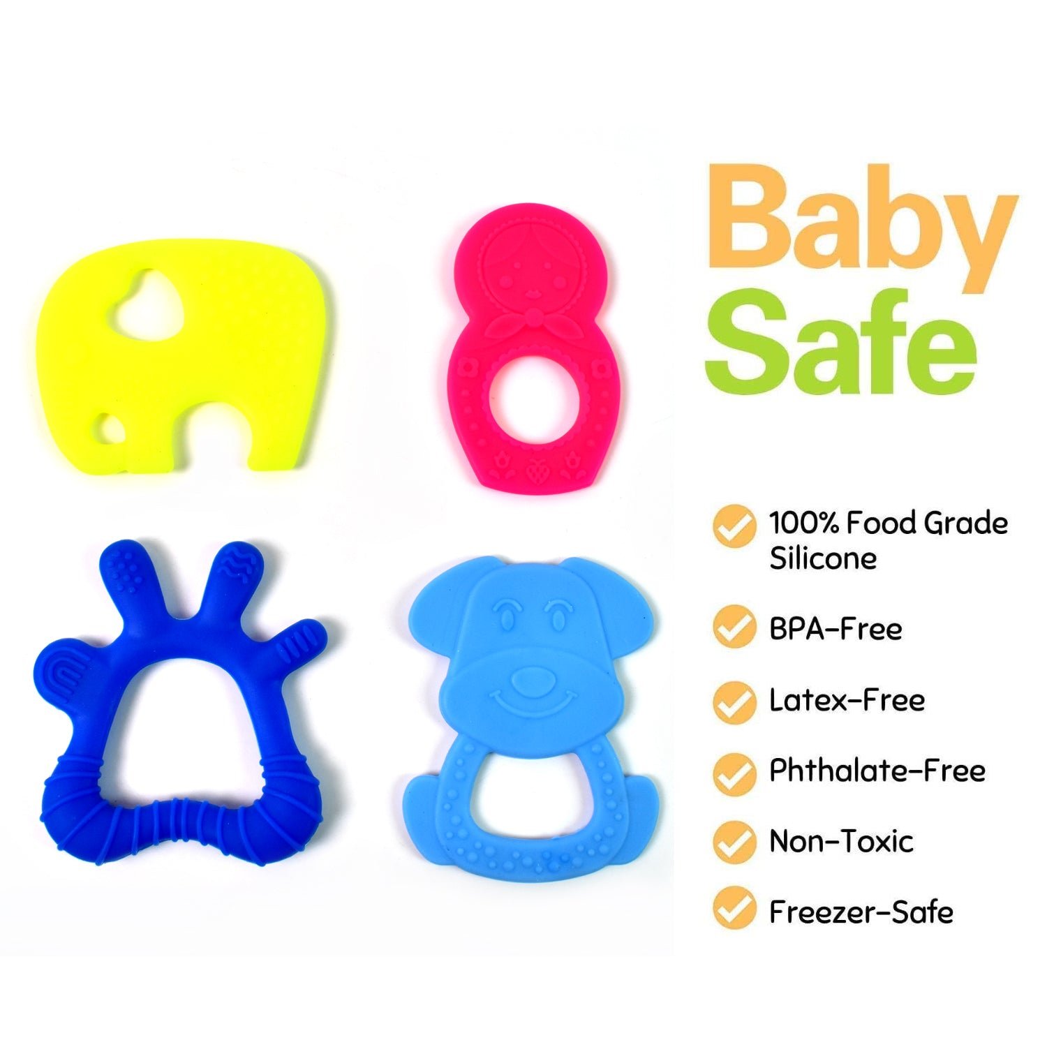 Silicone Baby Teether Pack of 1 (Mix Design & Color)