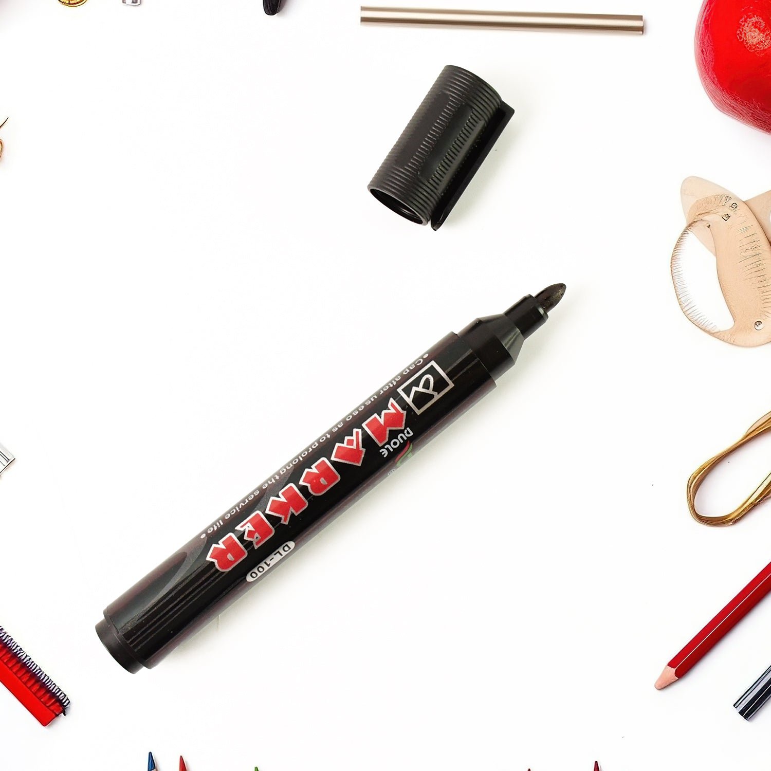 Premium Permanent Black Marker Pen Set (12 Pcs Set)