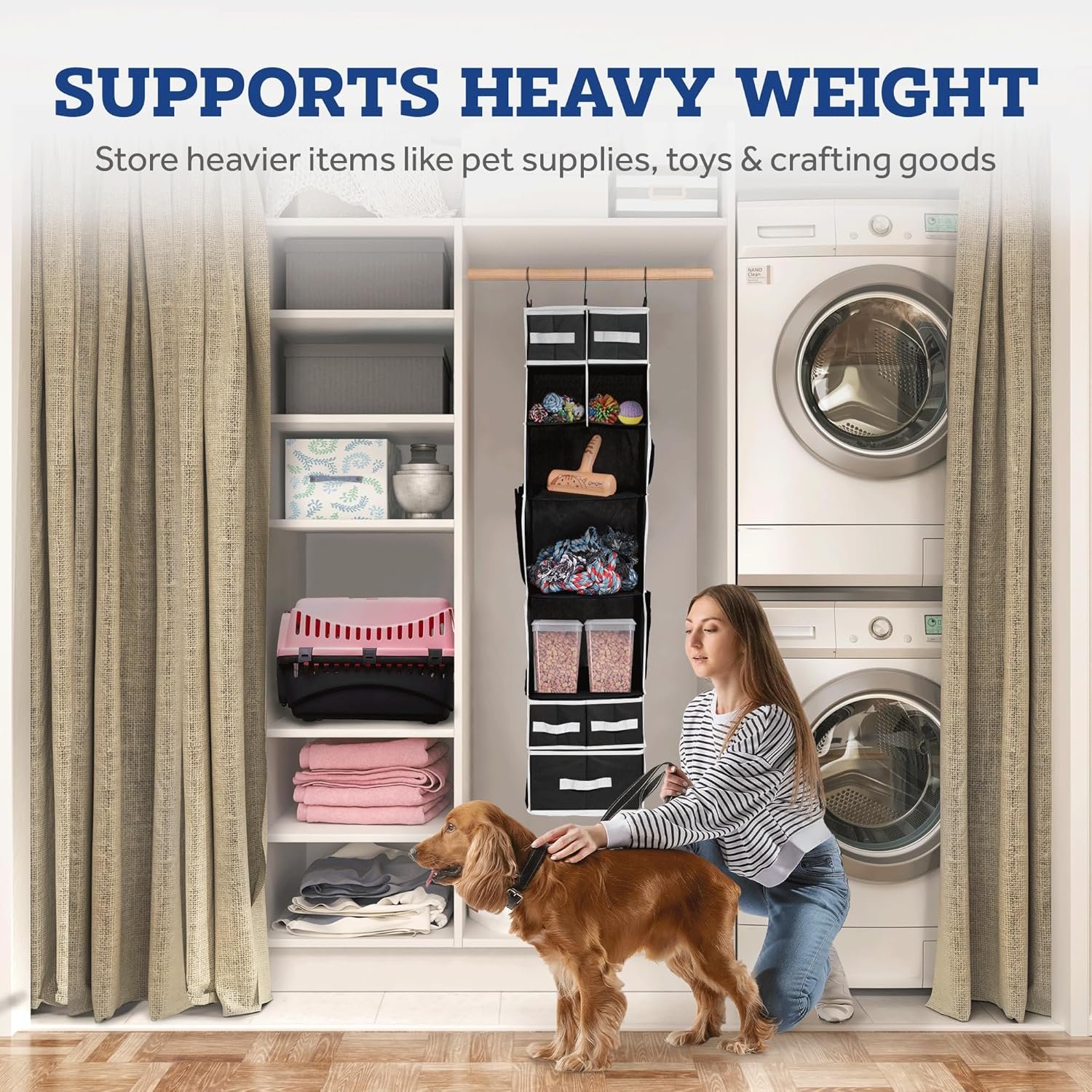 9 Shelf Hanging Closet Organizer with 5 Drawer Organizers