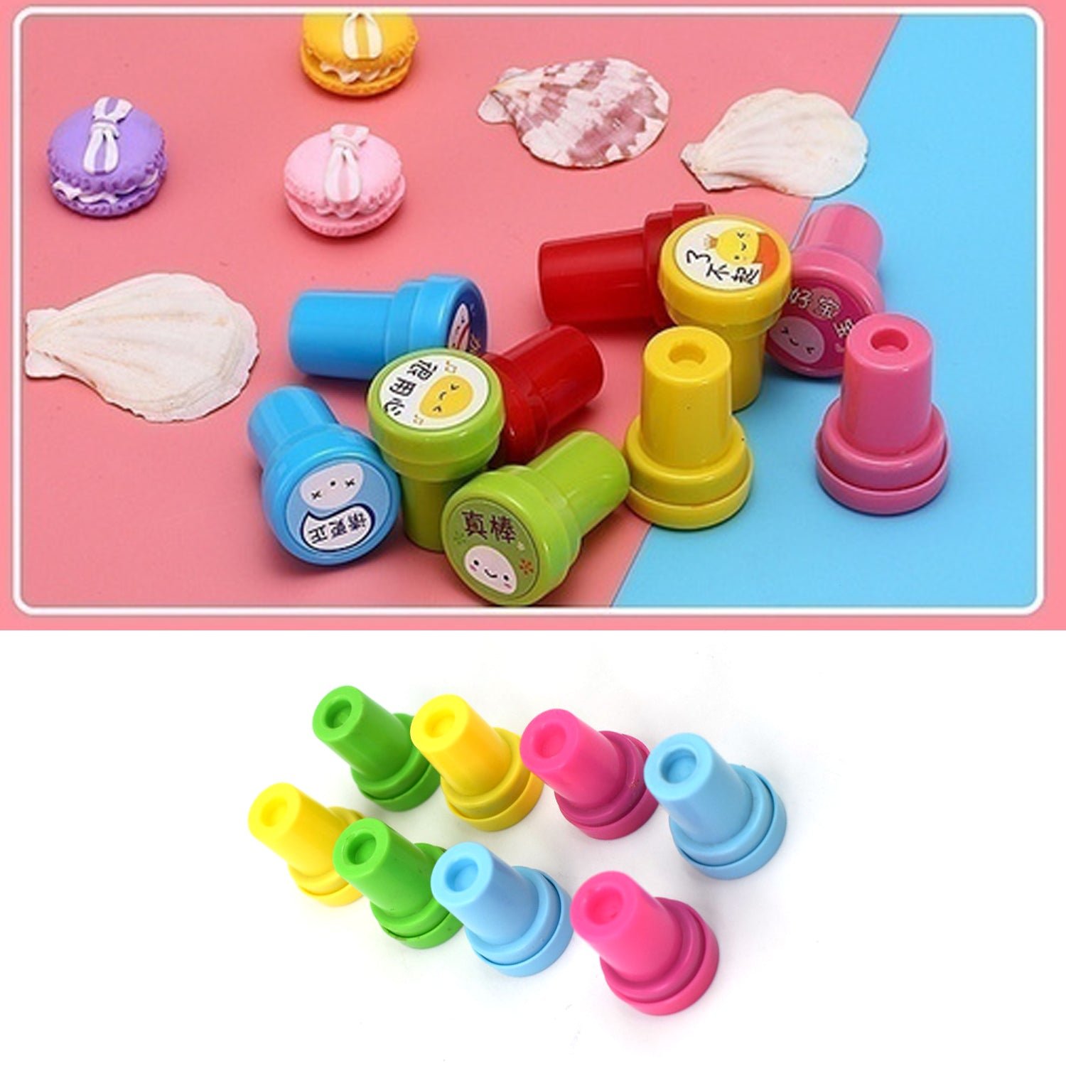 Emoticon Stamps 8 pieces in Round Shape Stamp for Kids Teachers, Parents and Students
