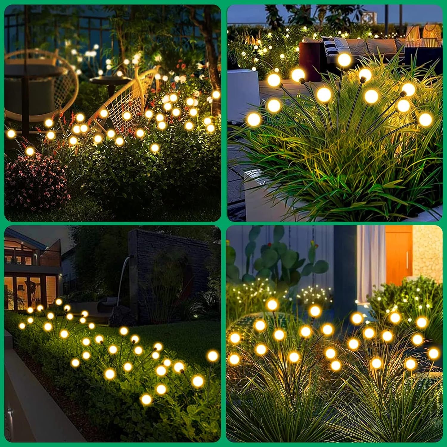 Solar Firefly Lights for Garden Decor (2 Pc, 12 LED Warm)