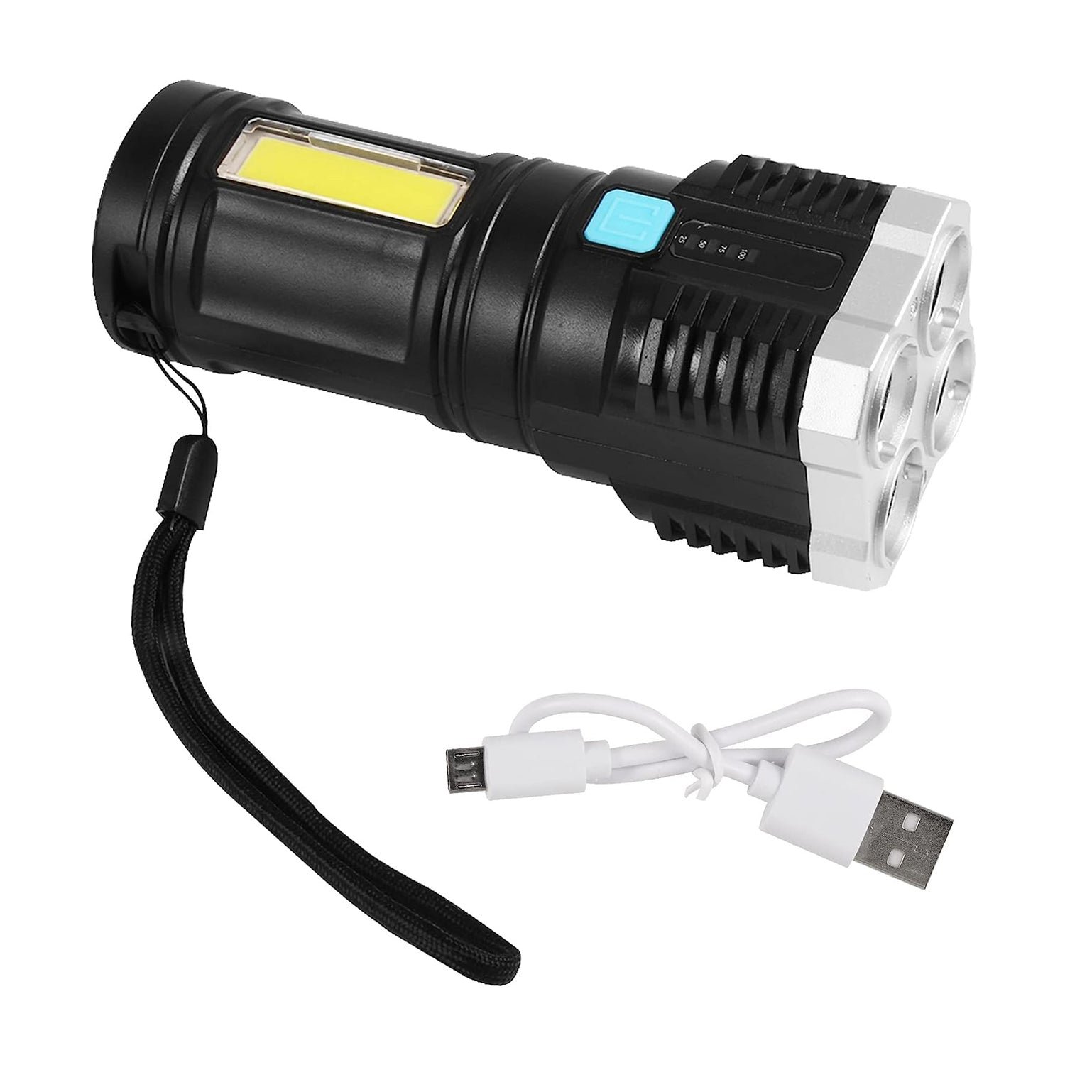 Rechargeable 4-LED Torch Light with 800 Lumens for Outdoor Use