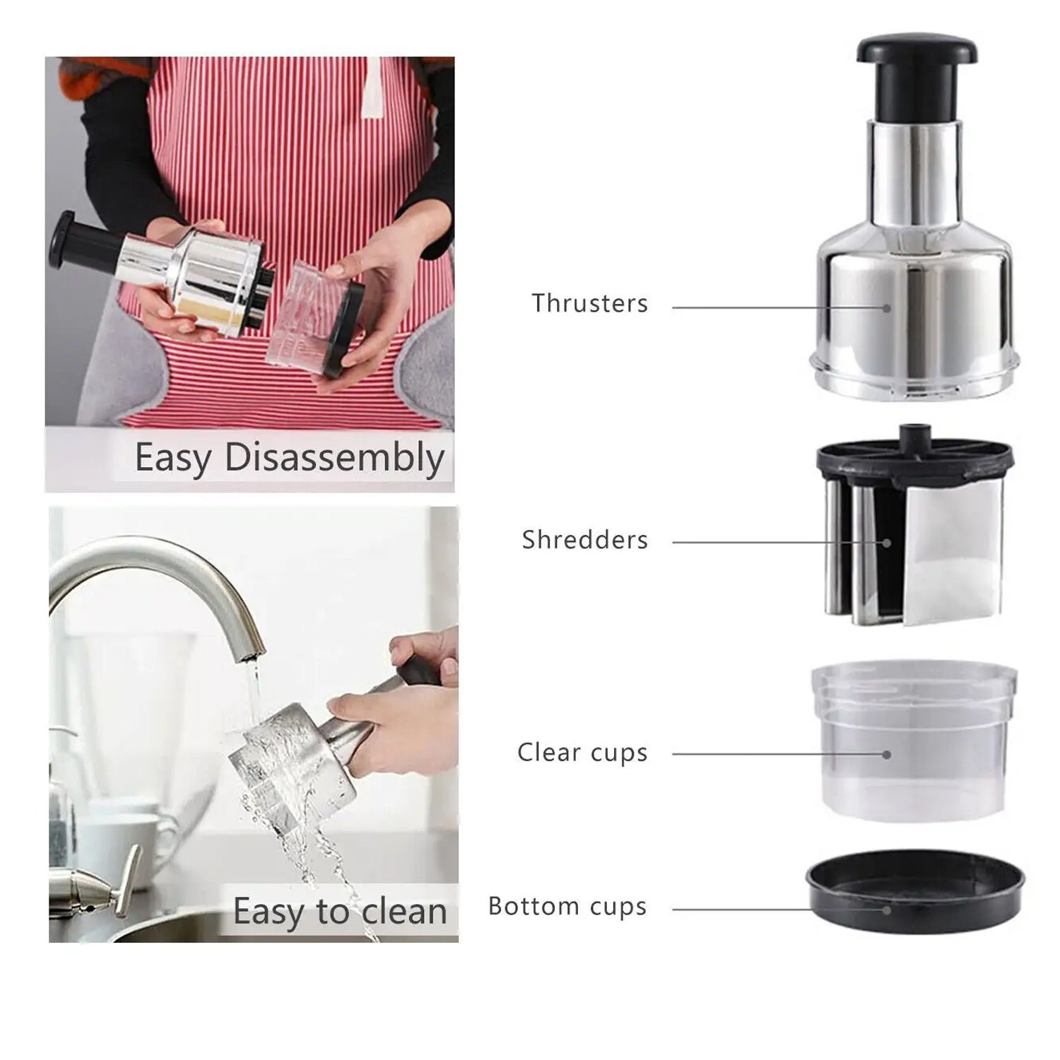 Stainless Steel Food Cutter & Chopper for Vegetables and Nuts