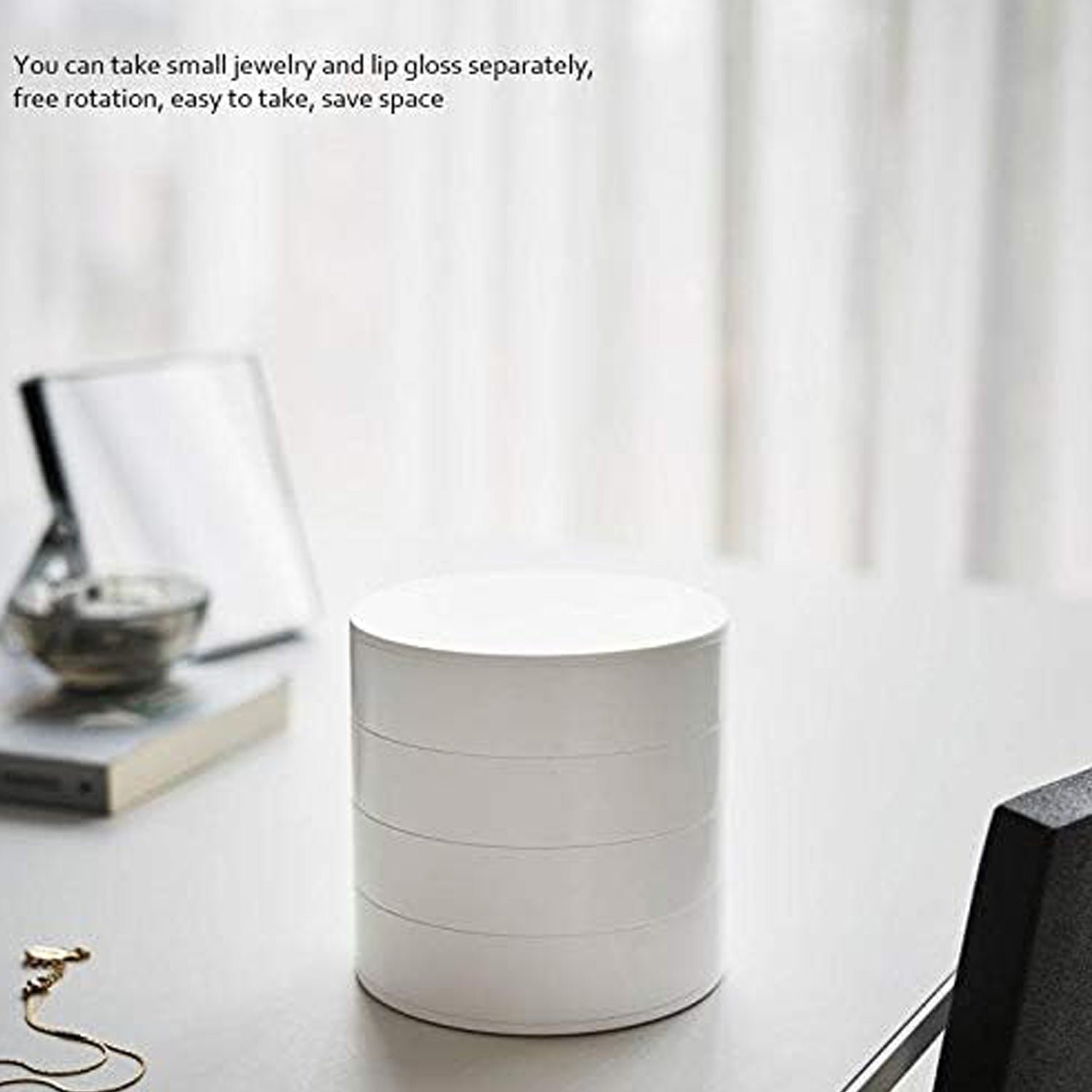 4 Layers Jewellery Box 360 Degree Rotating Jewelry  Organizer with Mirror Storage