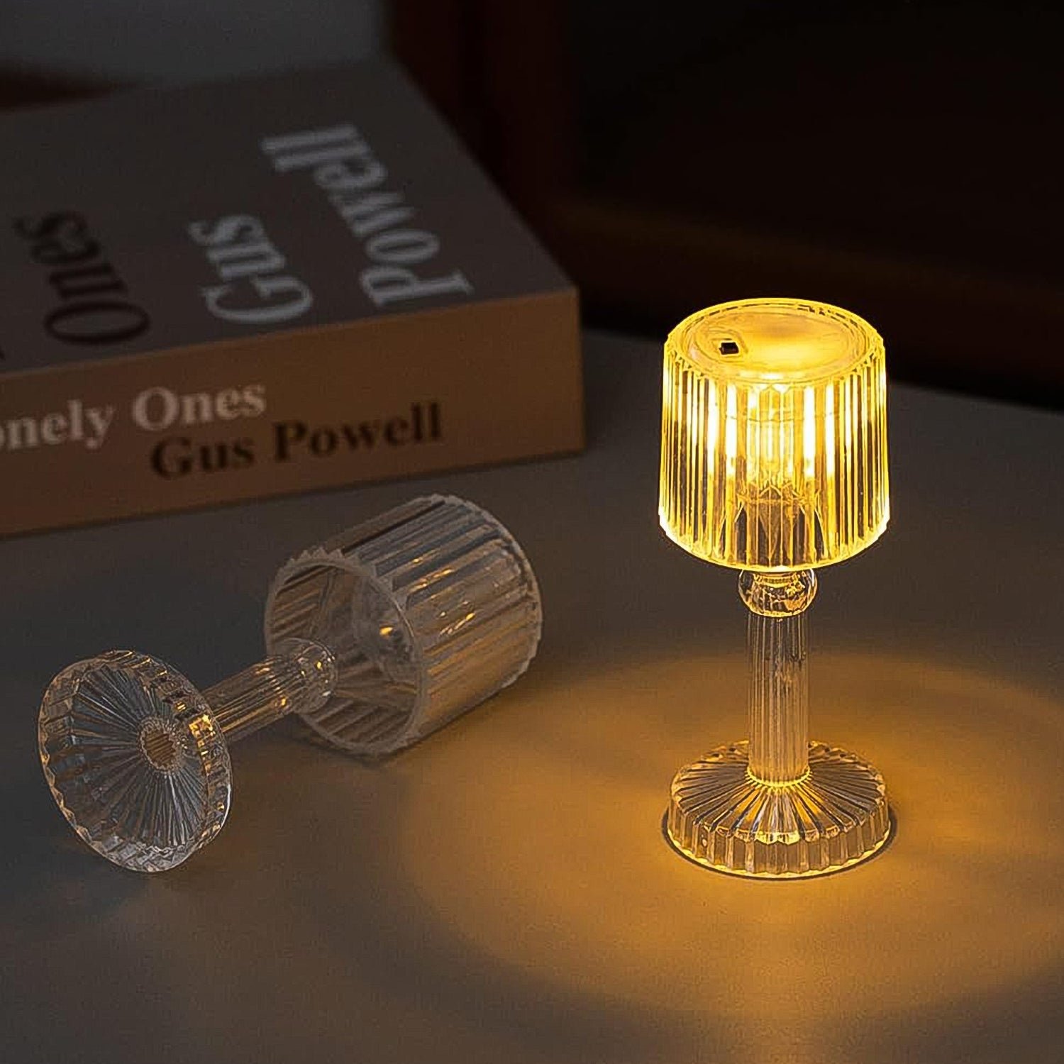 Mini Acrylic LED Desk Lamps Table Lamp Portable Crystal, Diwali (1 Pc / Small)