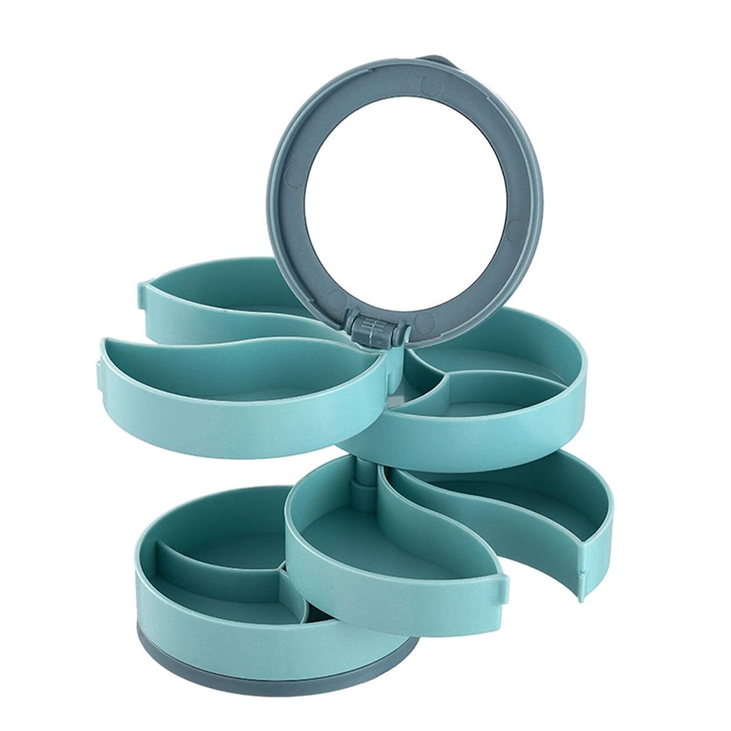 4 Layers Jewellery Box, 360 Degree Rotating Jewelry Box, Jewelry and Earring Organizer Box with Mirror, Accessory Storage Box, Travel Decor Portable Jewelry Case Ornaments Storage Box Necklace Jewelry Organizer Jewelry Organizer Box