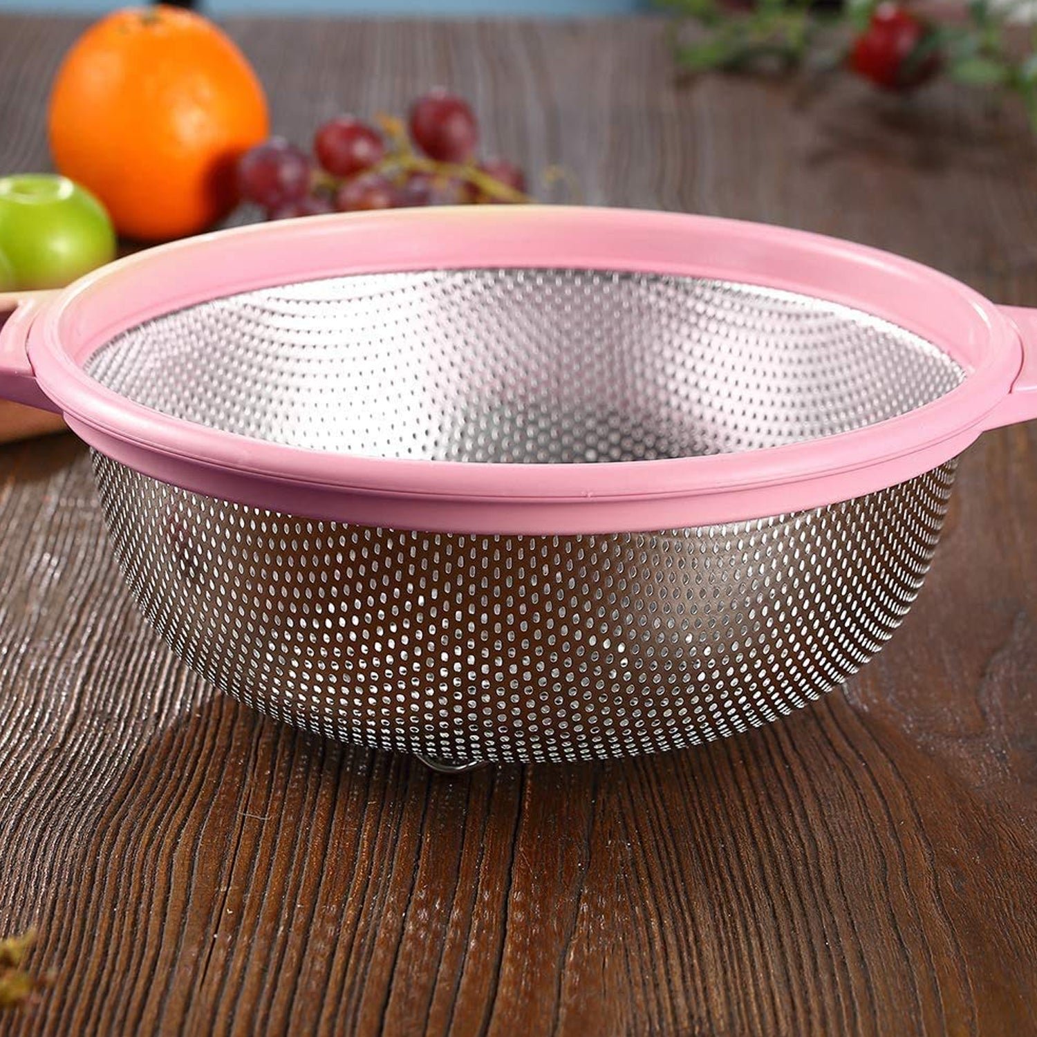 Stainless Steel Colander with Handle, Large Metal Green Strainer