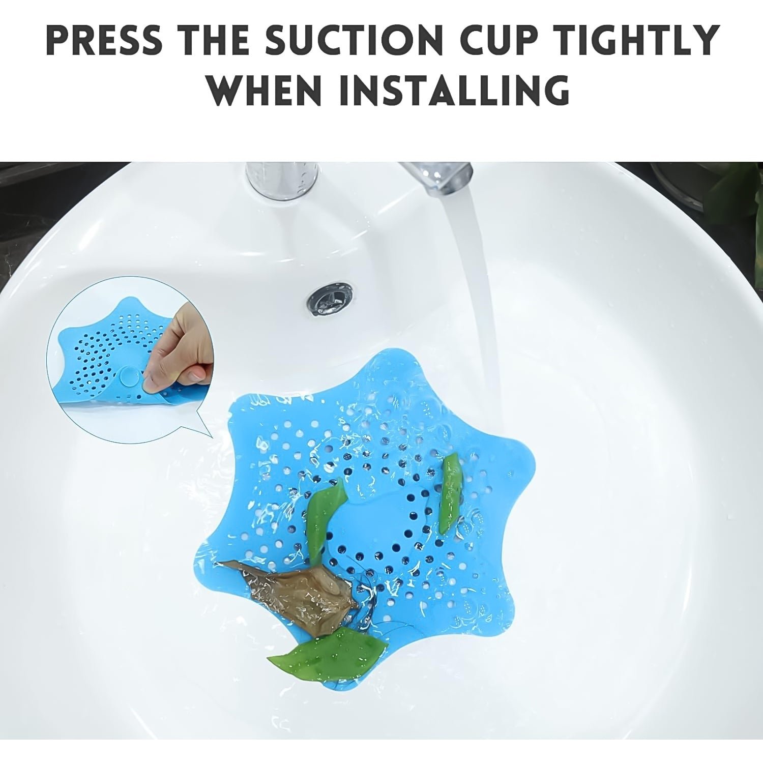 Star Shape Suction Cup Kitchen Bathroom Sink Drain Strainer Hair Catcher, Drain