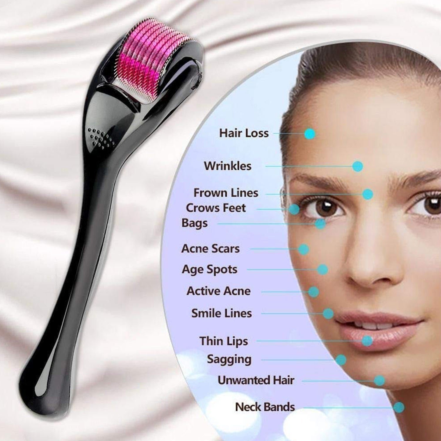 Derma Roller Anti Ageing Facial Scrubs & Polishes Scar Removal Hair Regrowth (0.75mm)