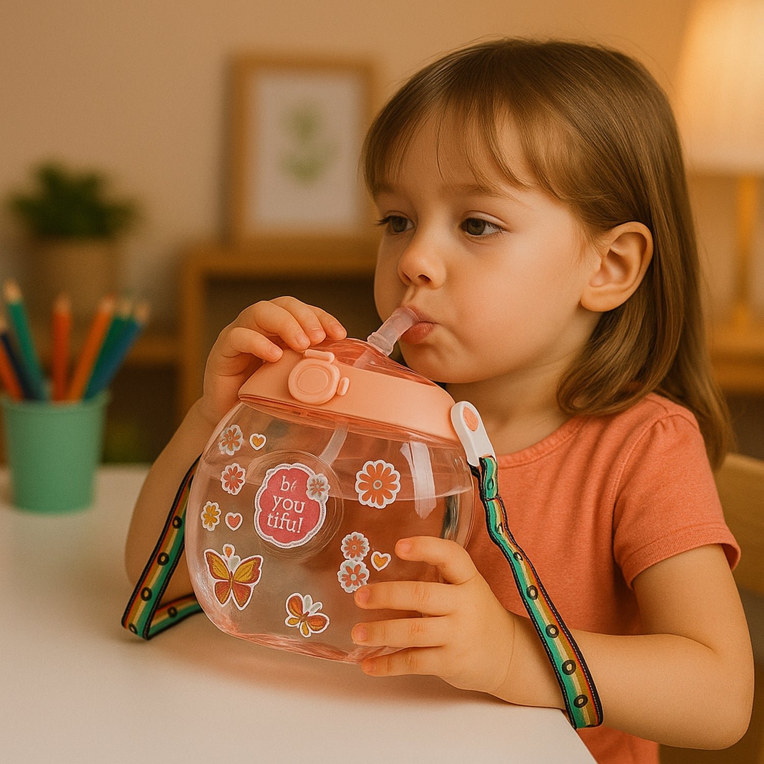 Round Belly Shape Kids Water Bottle (400Ml / 1 Set )