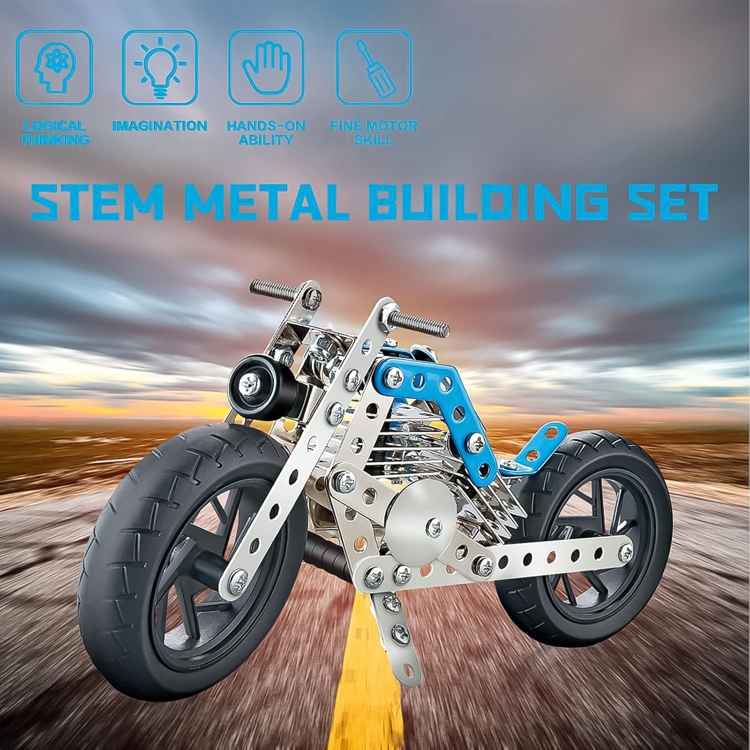 Metal Bike Creative Mechanical Construction Engineering Kit 140 Part Bike Tool
