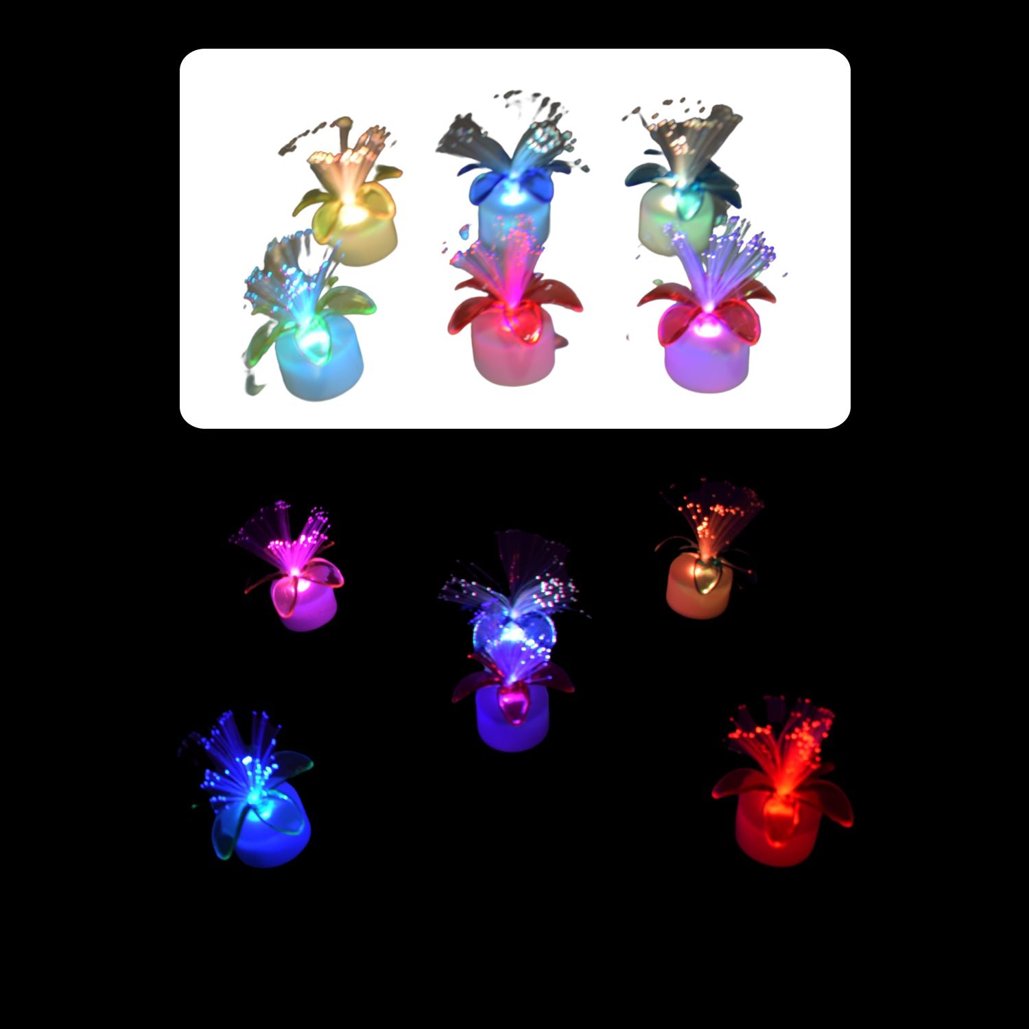 Fiber Optic Light – Mini Color Change LED Table Centerpieces for Diwali (Pack of 6)