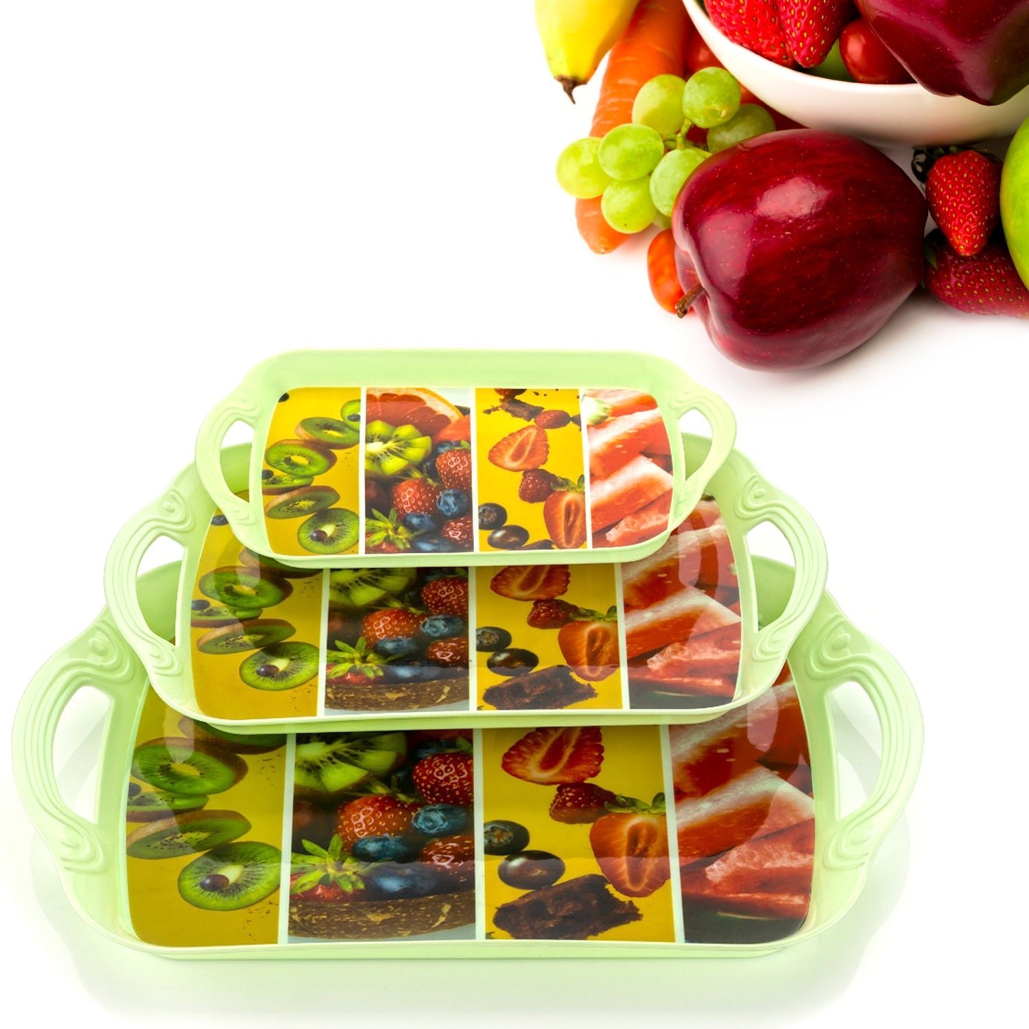 Serving Tray Set  (Pack of 3 Pcs / Multicolor / Mix Size)