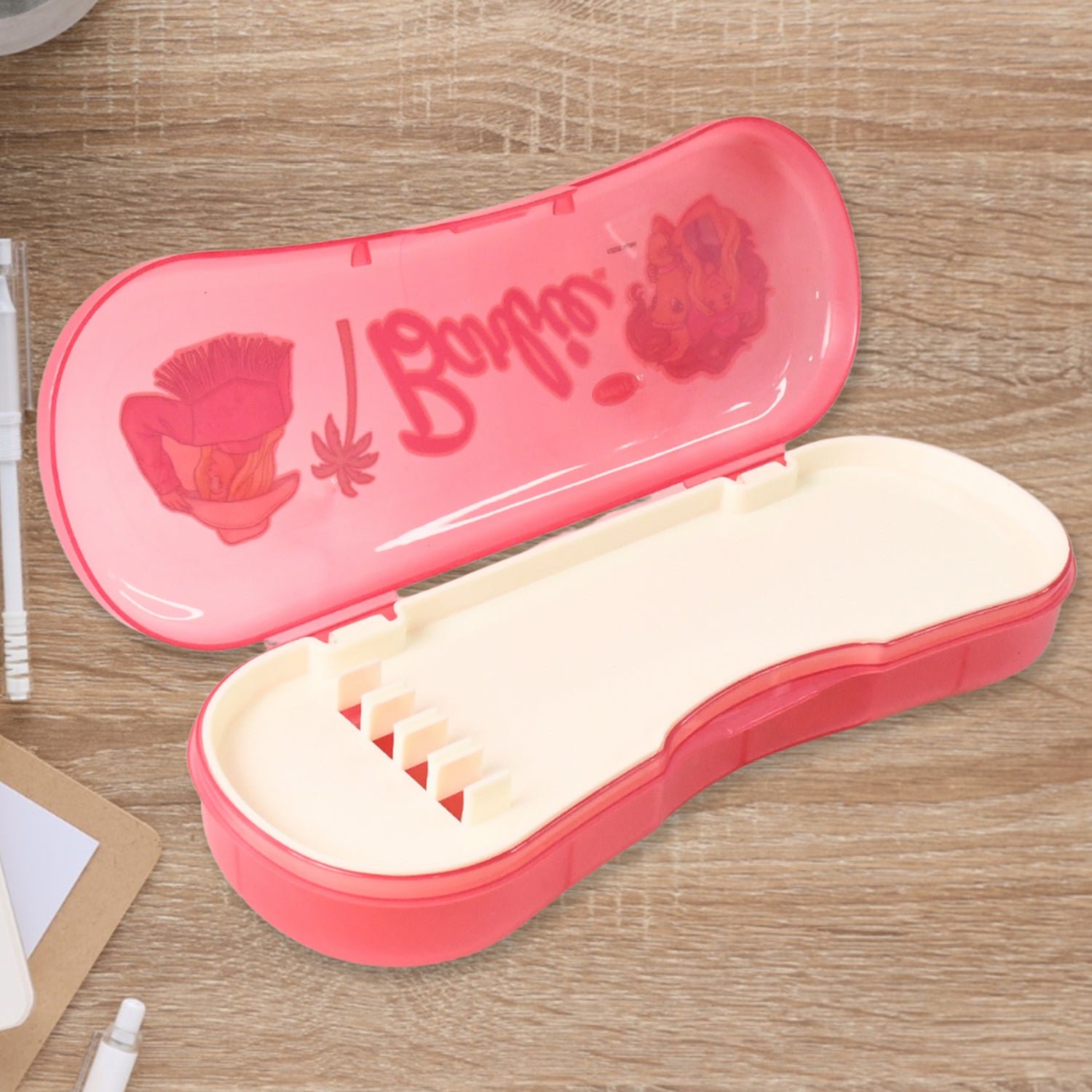 Cute Cartoon Printed Plastic Compass Box for Kids (1 Pc)