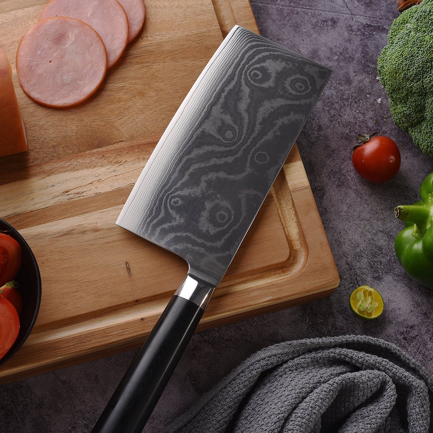 Stainless Steel Chef Damascus Cleaver Vegetable Knife (12 Inch)