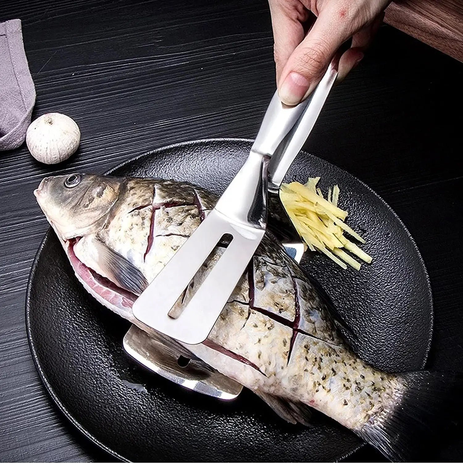 Multifunction Stainless Steel Cooking Tong for Frying & BBQ