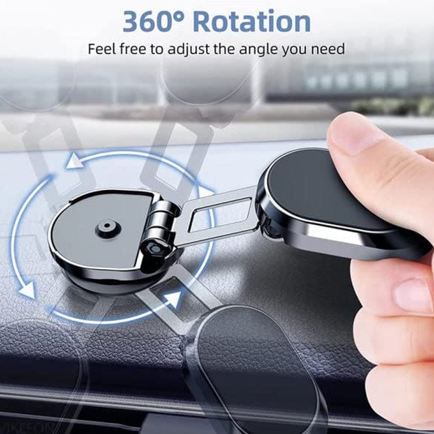 360° Rotating Magnetic Car Phone Holder in Metal (1 Pc, Folding)