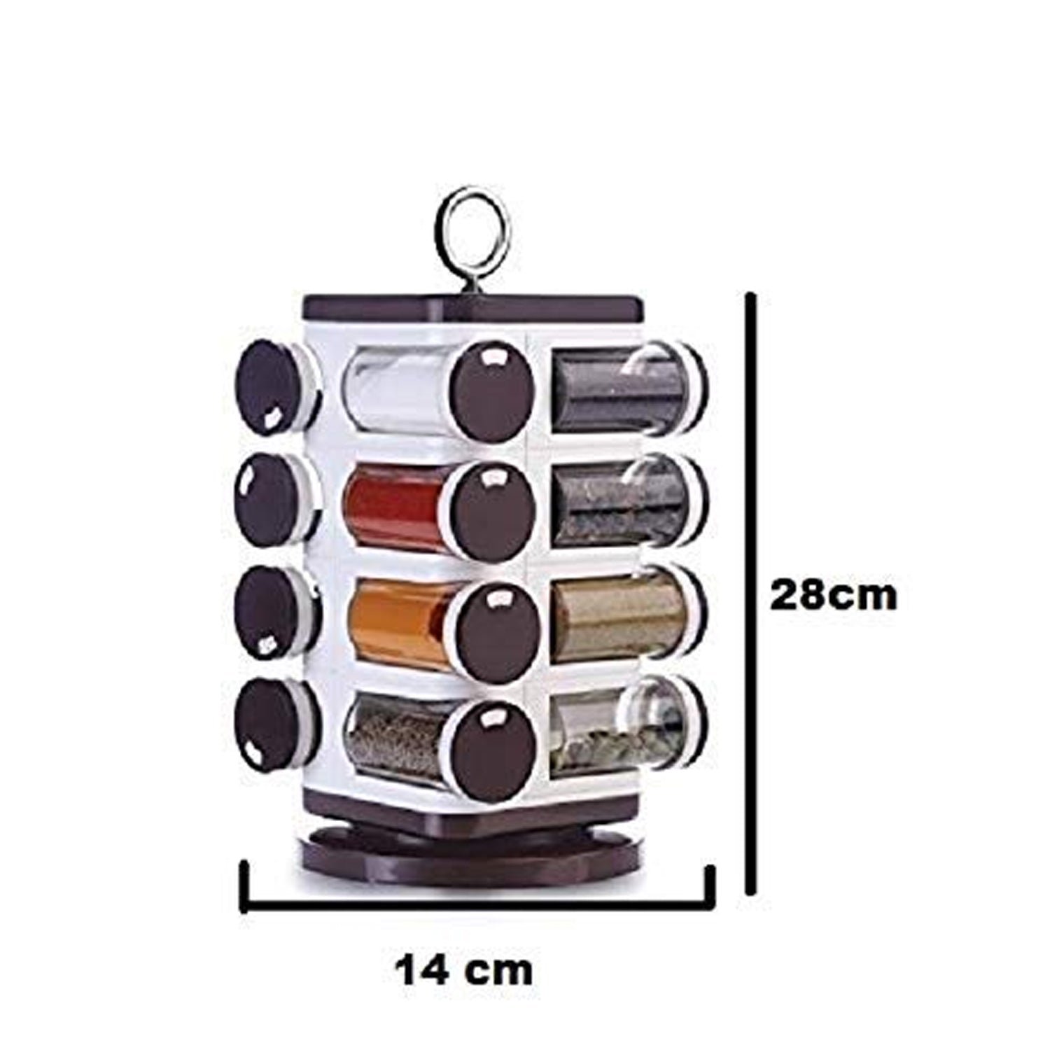 Ganesh Multipurpose Revolving Spice Rack With 16 Pcs Dispenser each 100 ml Plastic