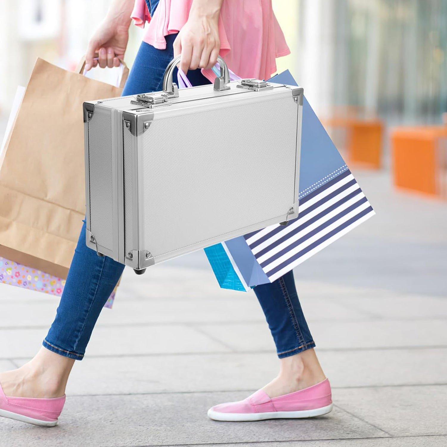 Aluminium & Wooden Multipurpose Portable Suitcase (45×29×20 Cm / 1 Pc)