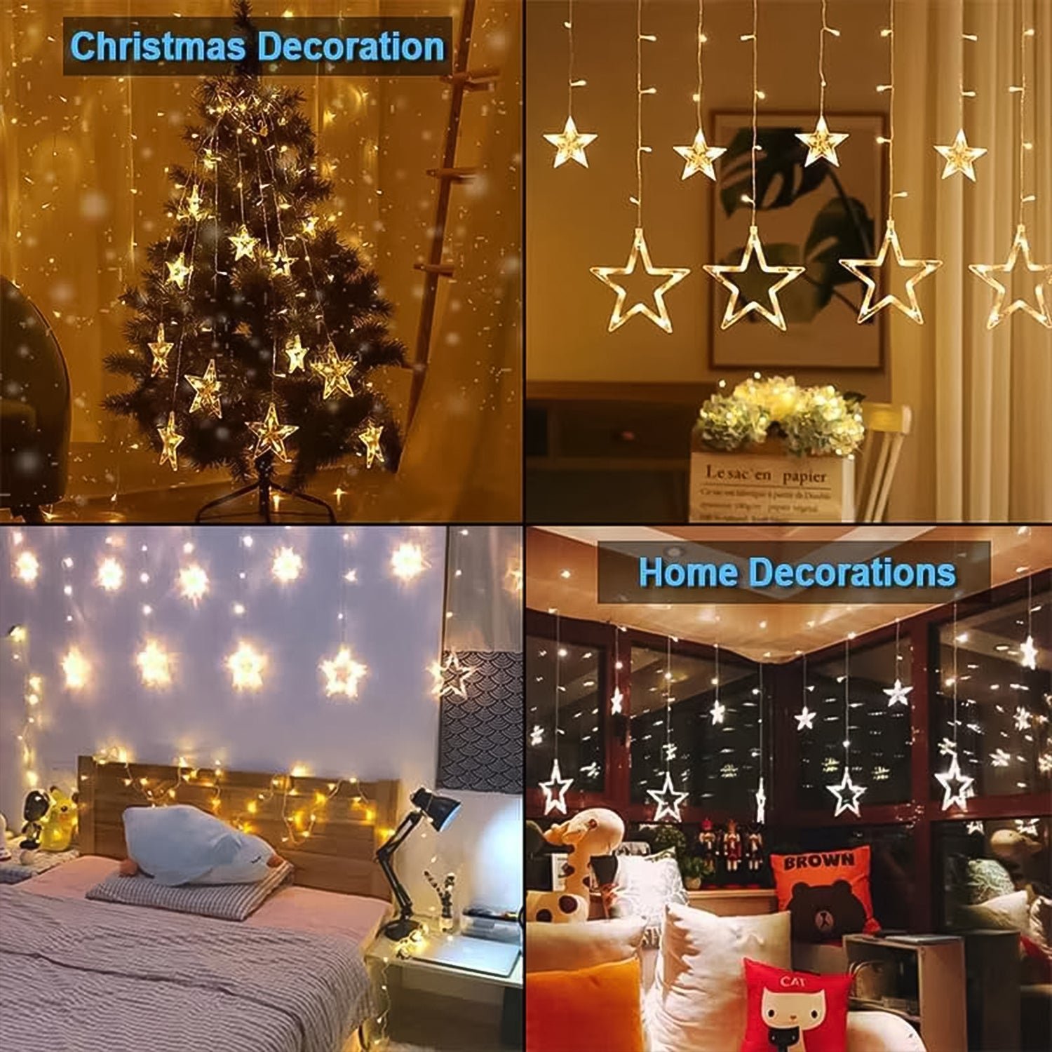 LED Curtain String Lights LED Christmas Light Indoor and Outdoor Light (Warm White / With Box)