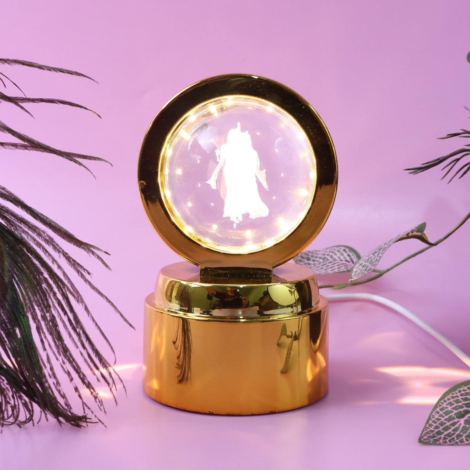 Radhe Krishna Crystal Ball Night Light – 1 Pc