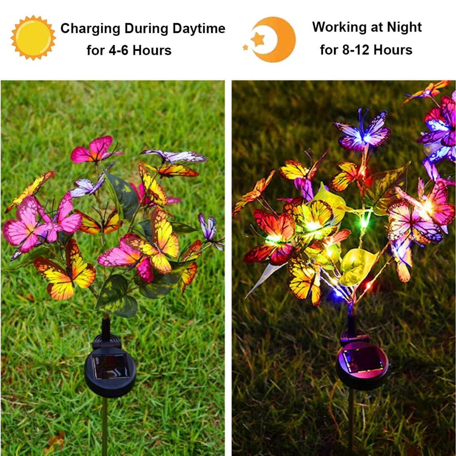 Solar-Powered LED Butterfly Garden Flower Light