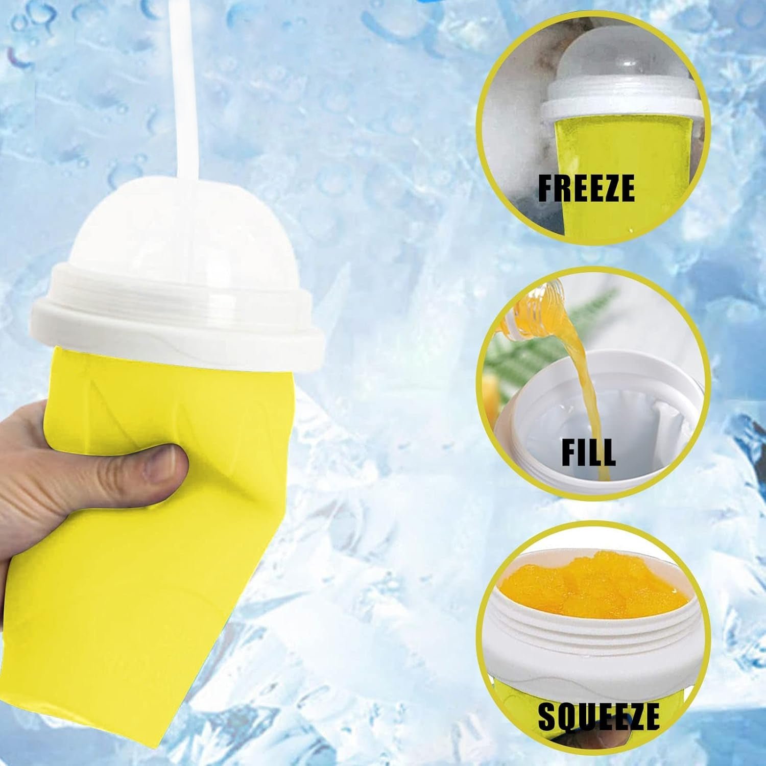 Magic Quick Frozen Smoothies Maker Cup – Double Layer Slushy Squeeze Cup (1 Pc)
