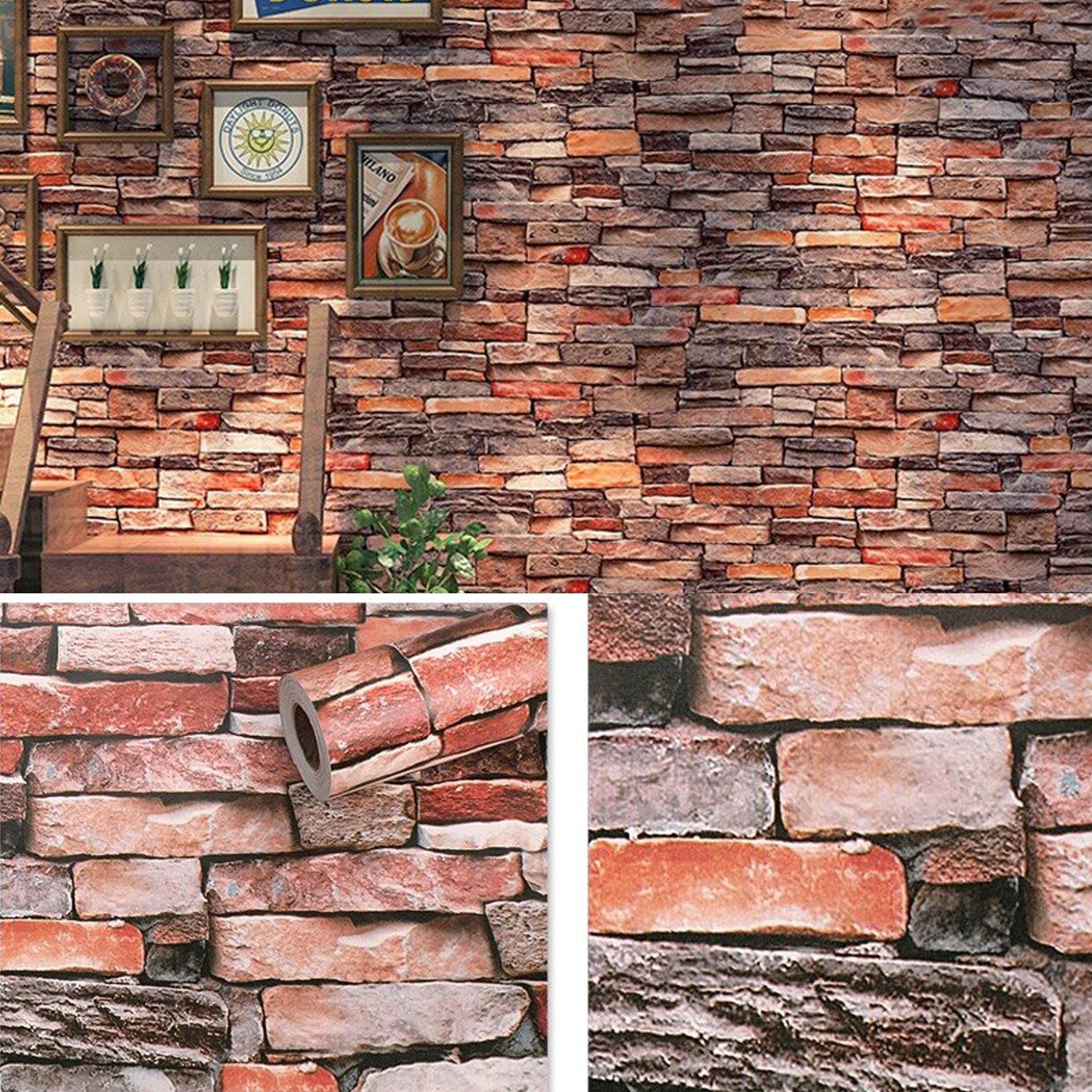 DIY 3D Self Adhesive Wallpaper Decal for Home Office Living Room Hall Kitchen