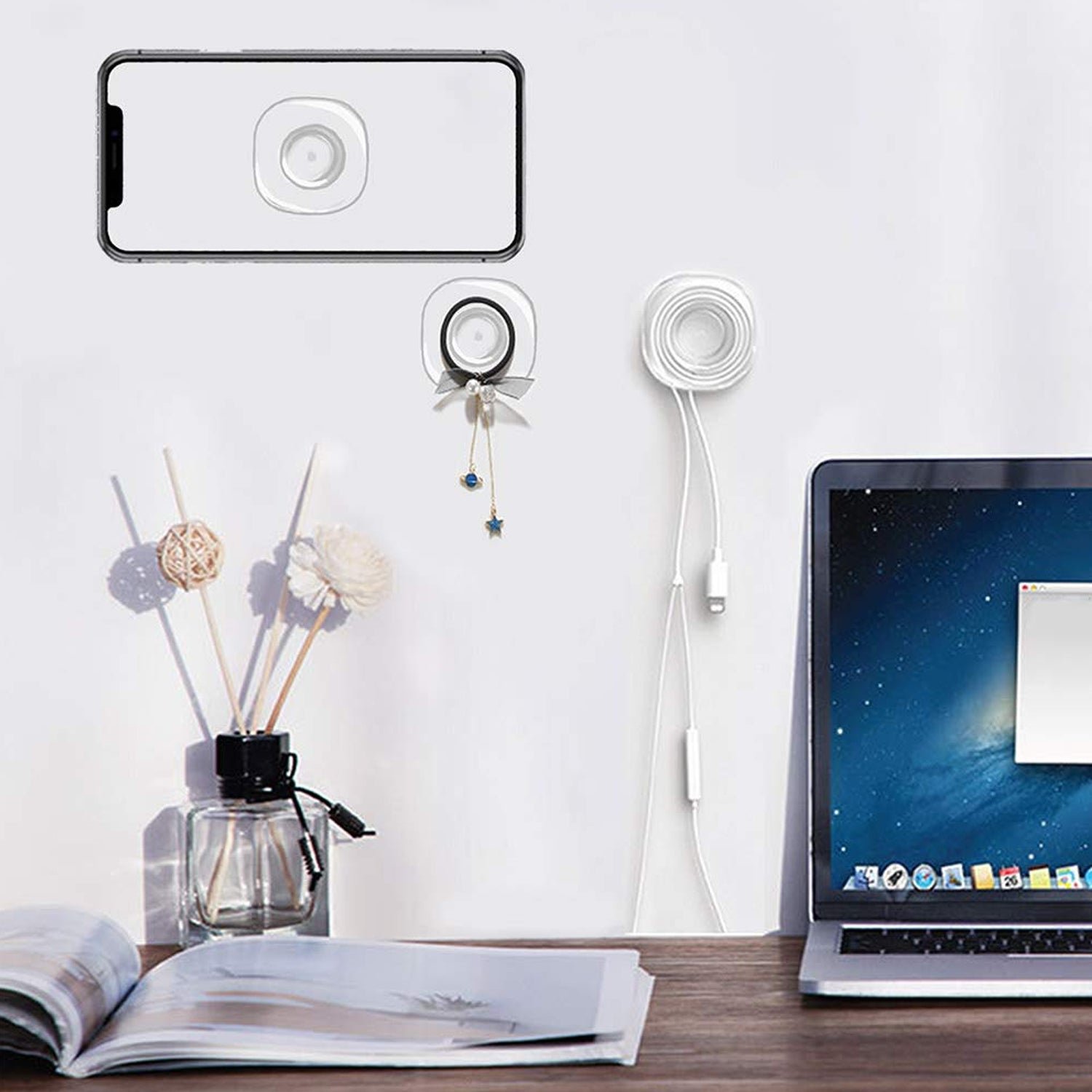 Multi Purpose Square Gel Pads for Holding Mobile & Spiral Cable Protector (1 Pc)