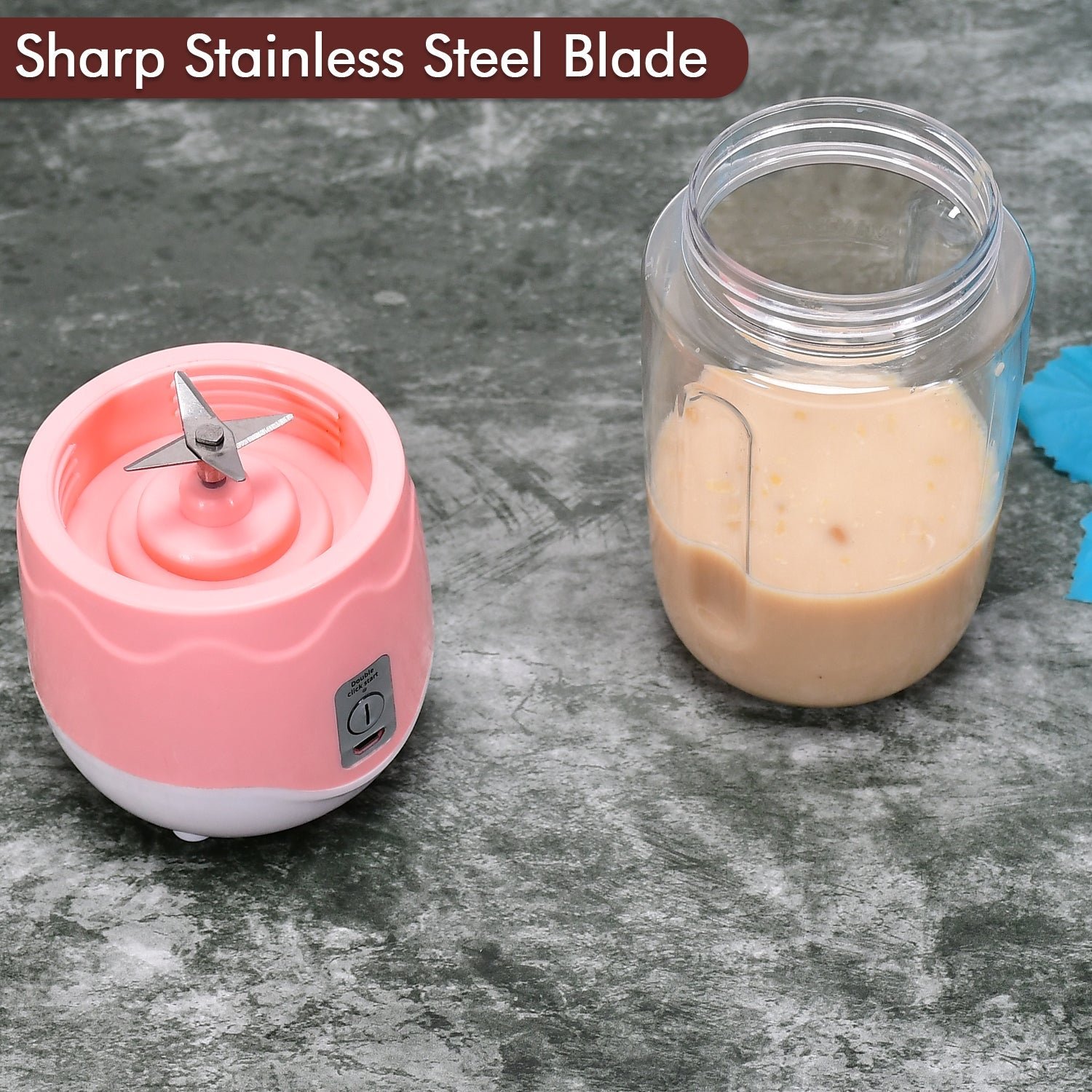 Portable Blender, Mini Handheld Blender with 4 Blades, Mixer for Fruit Shakes