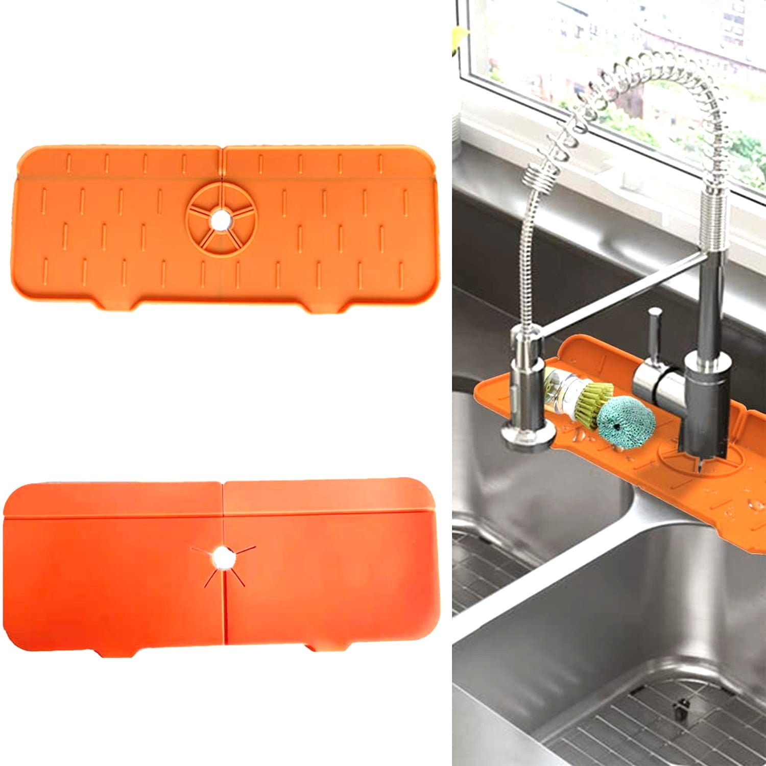 Silicone Faucet Splash Guard Pad Kitchen & Bathroom Sink (1 Pc / Mix Design & Size)