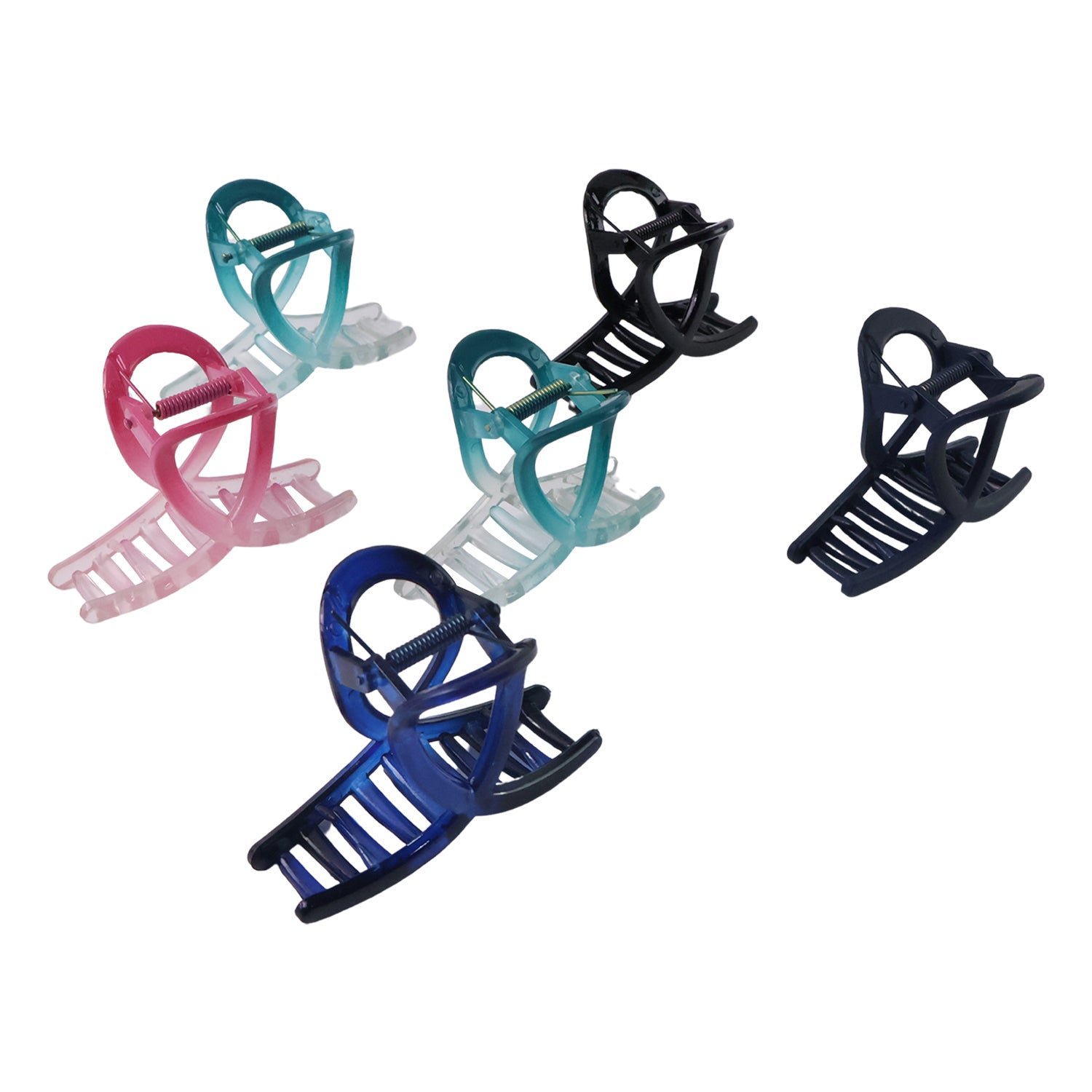 Plastic Hair Clamp Grip, Simple Matte Hair Barrette Clamp (12 Pc /  Mix Design)