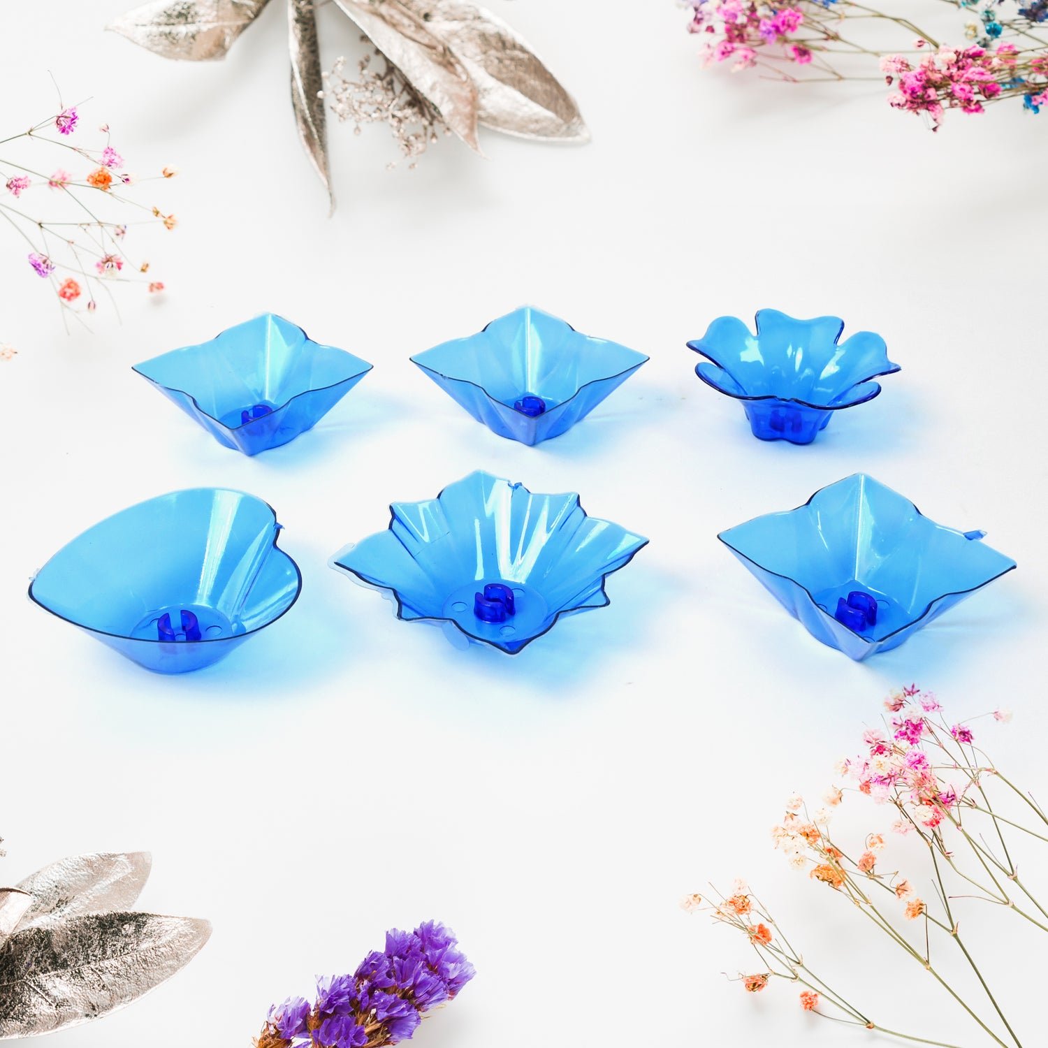 Reflection Diya Combo Plastic Candle Cup with Multi Shape, Diwali (12 Pcs Set)
