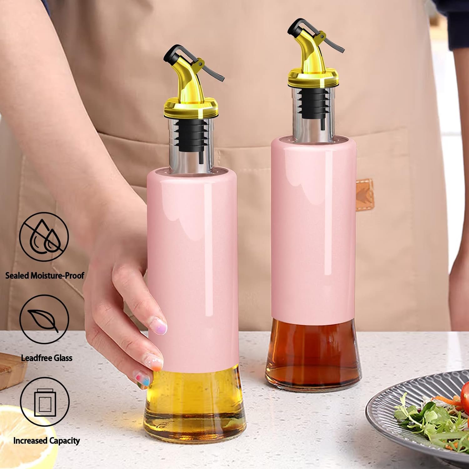 Olive Oil Dispenser – Leakproof Glass Bottle with Non-Drip Spout (300 ML)