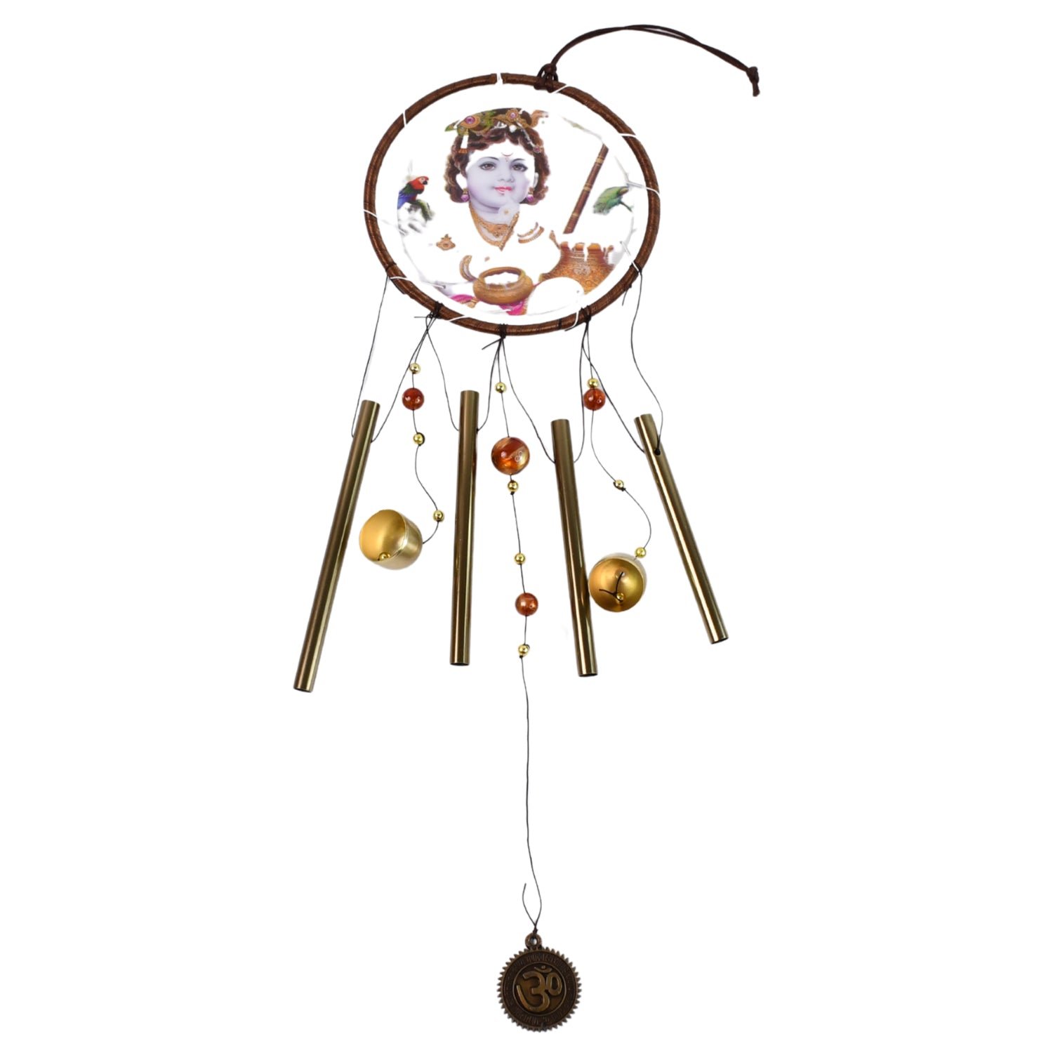 Krishna Medallion Dream Catcher Wind Chime Pendant Wall Hanging - Spiritual Home