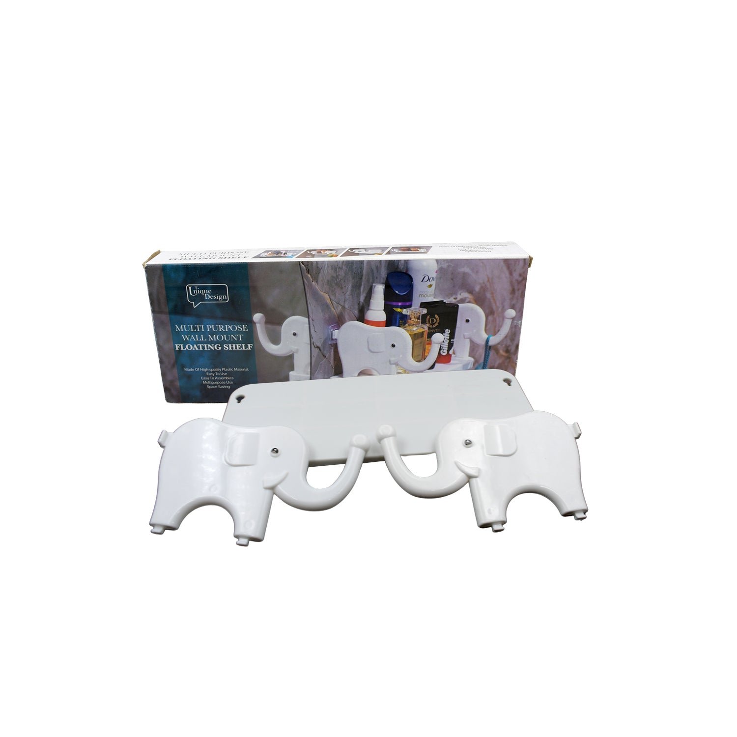 Elephant-Shaped Wall Shelf – No-Punch Mini Organizer for Kitchen & Bathroom