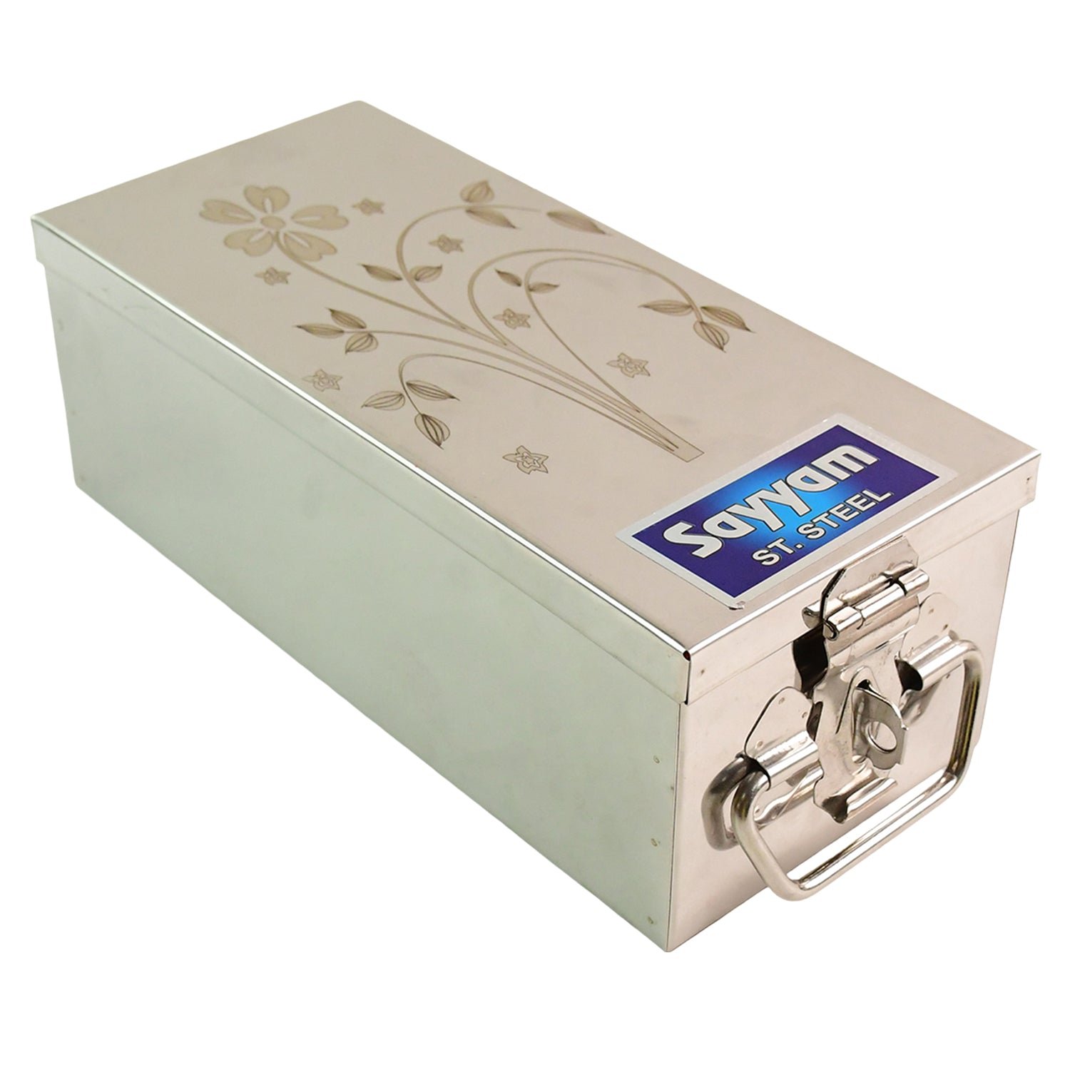 Premium Stainless Steel Velvet Lined Jewellery Storage Box with Lock and Red Interior