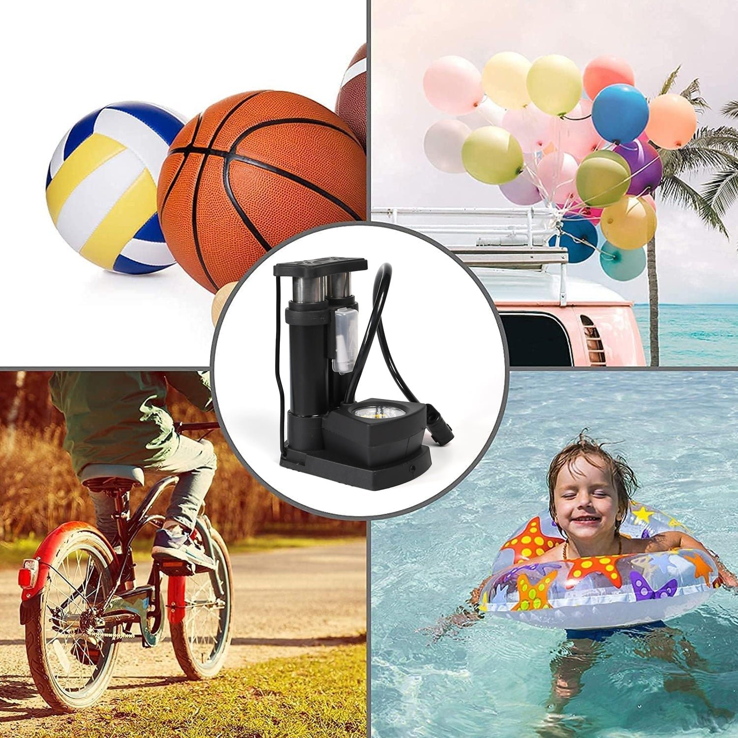 Portable Mini Bike Pump with Gauge