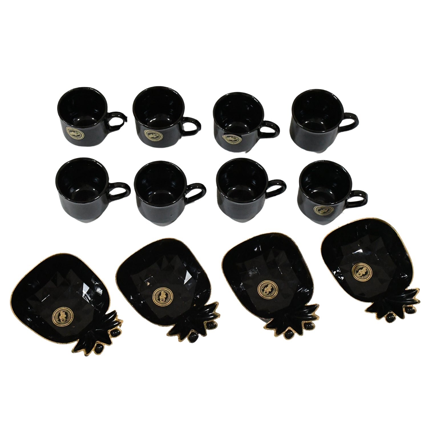 Pine Junction Ceramic Tea / cups / Mug Set Pineapple Shape Serving Bowl (12 Pcs set)