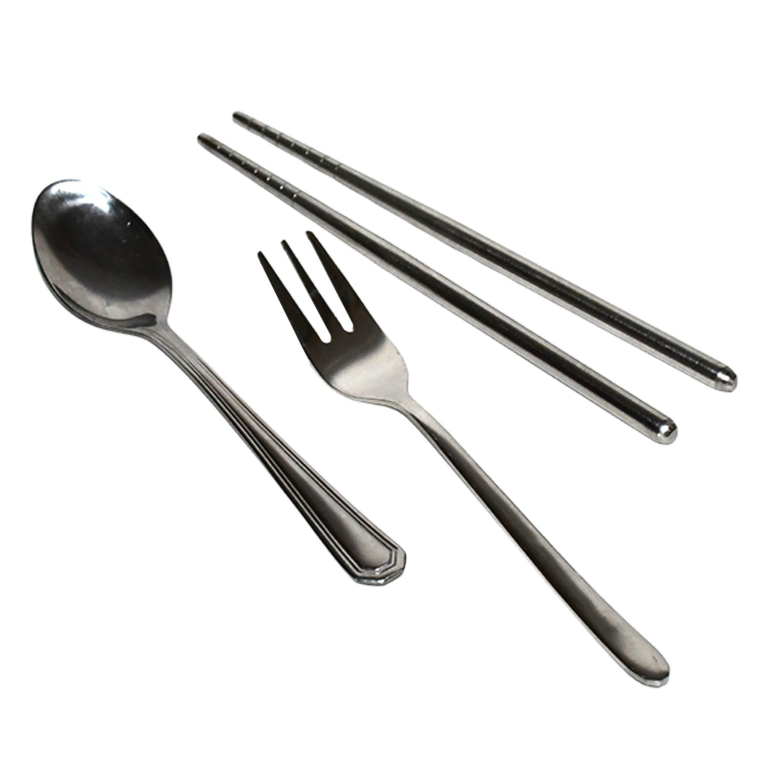 Stainless Steel Cutlery Spoon, Fork & Pair of Chopstick Set