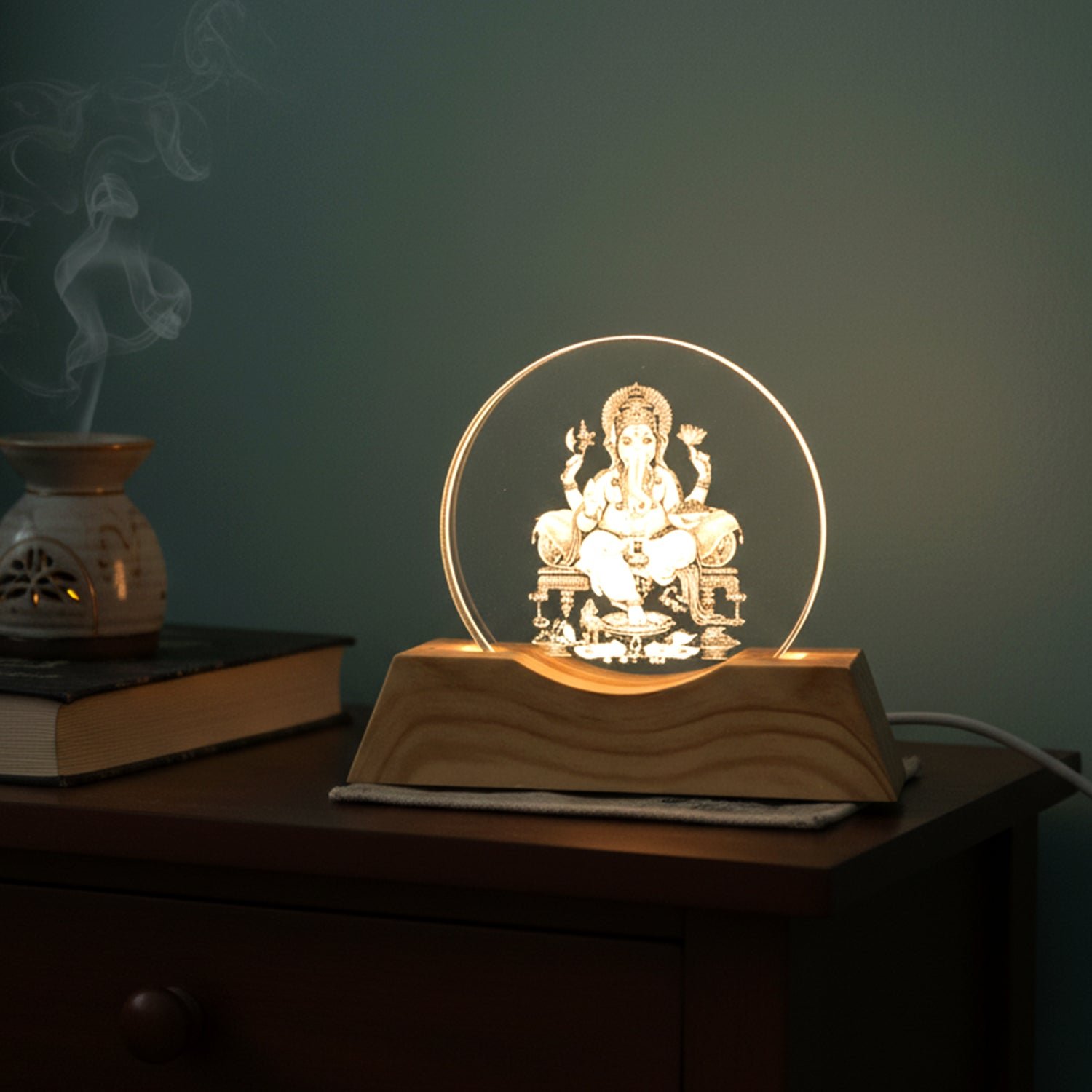 3D Lord Ganesha Acrylic LED Night Lamp (1 Pc)
